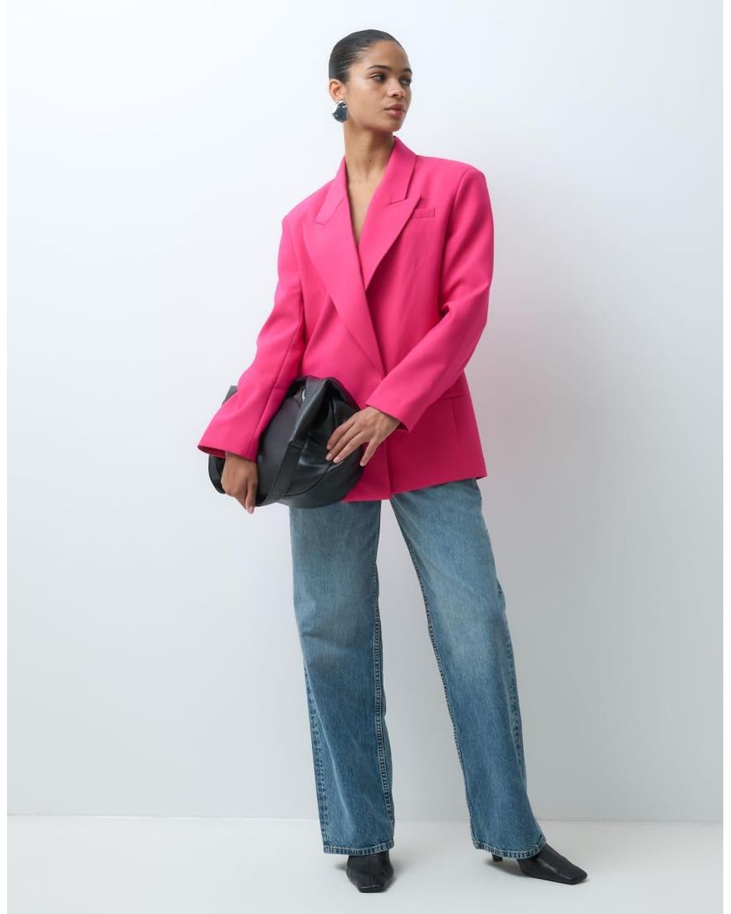 ASOS Pink Tailored Strong Shoulder Double Breasted Blazer
