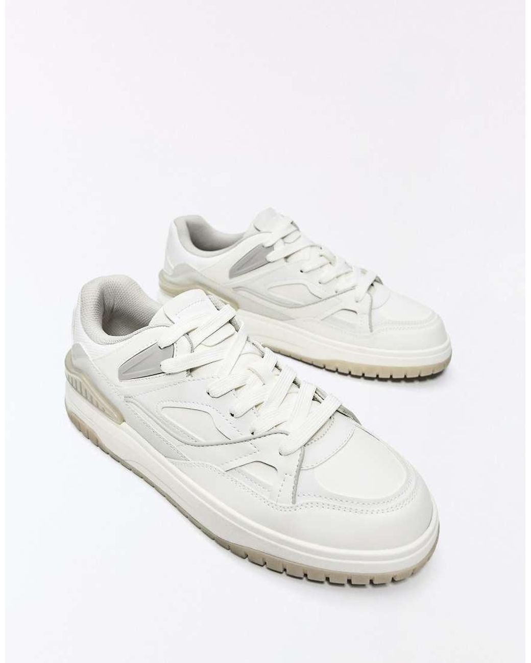 Bershka White Multi-Piece Chunky Trainers for men