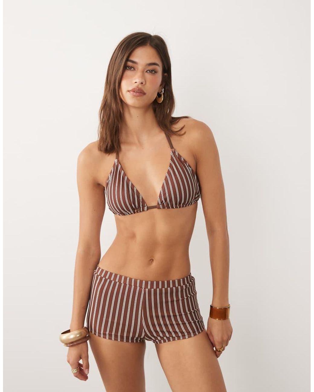 4th & Reckless Brown High Waisted Bikini Bottoms Co-Ord