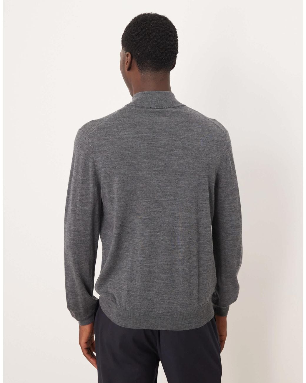 Mango Gray Knitted Half Zip for men