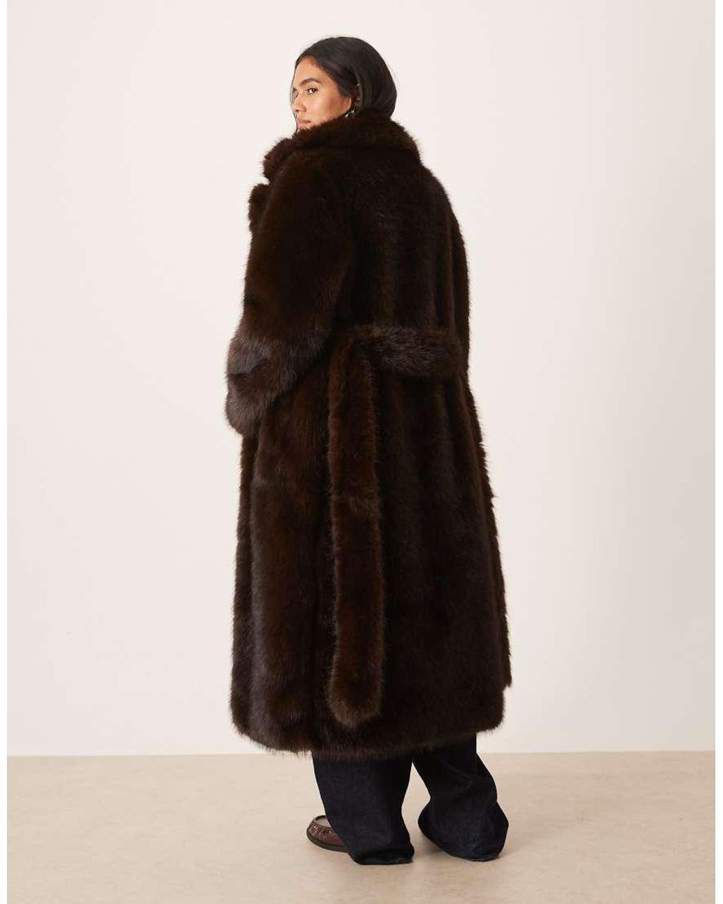 Urbancode Black Belted Monster Faux Fur Coat