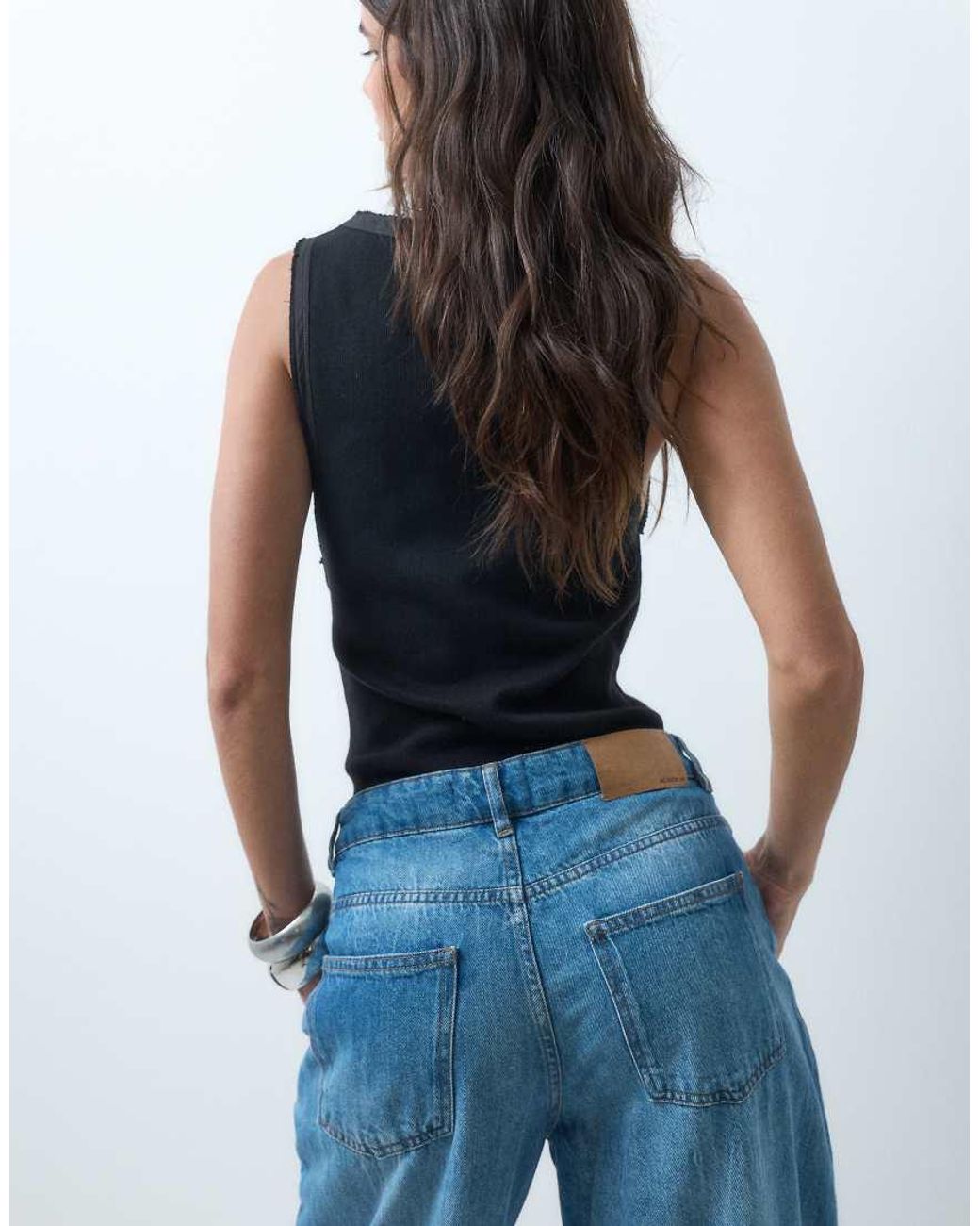 ASOS Blue Wrap Waist Barrel Jean