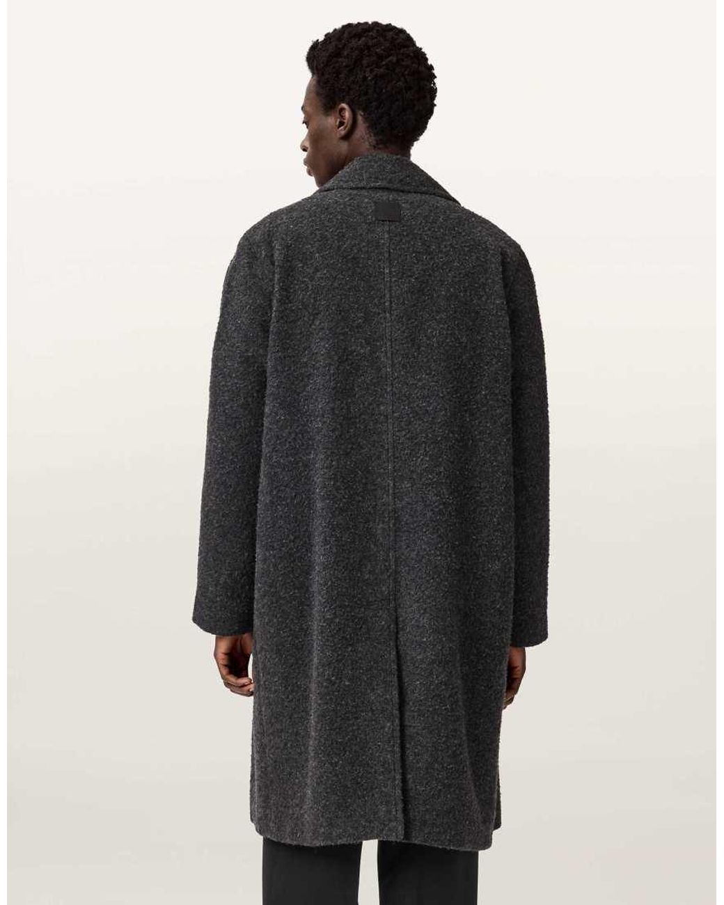 AllSaints Gray Duke Wool Overcoat for men