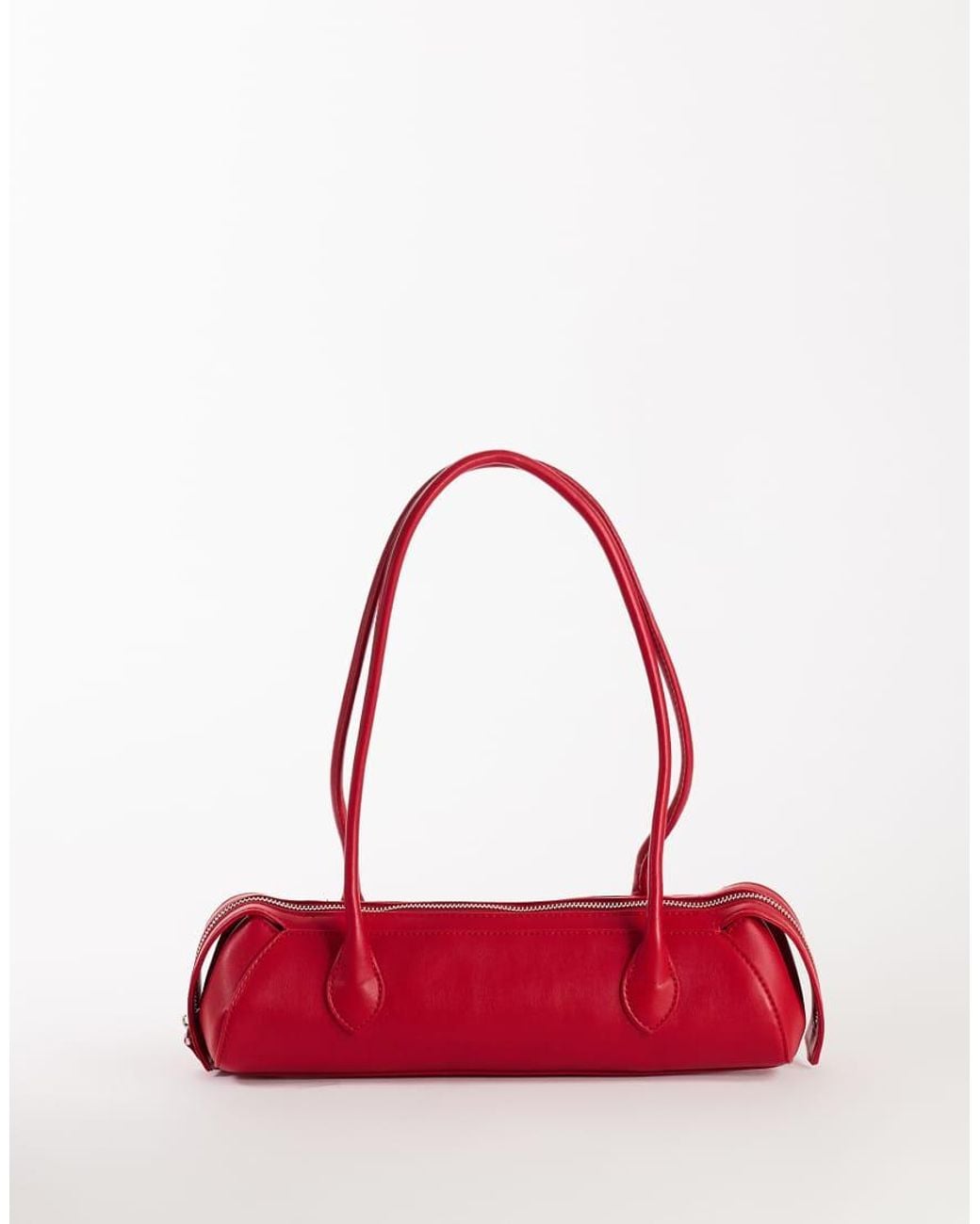 TOPSHOP Red Skylar Medium Elongated Bowler Bag