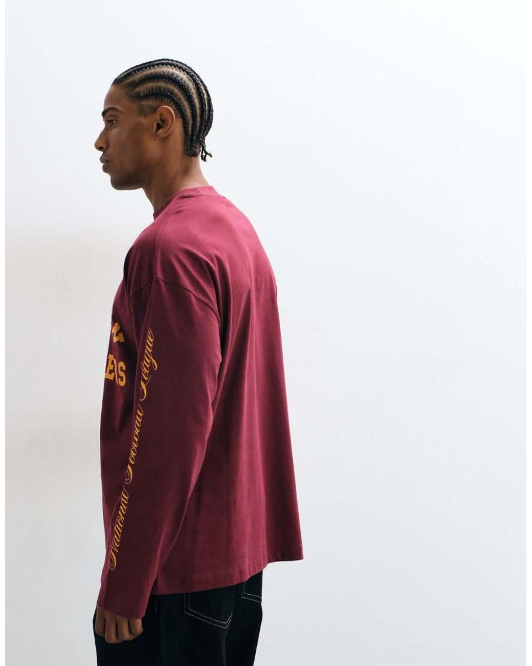 ASOS Red Oversized Long Sleeve T-shirt With Nfl Washington Commanders Print for men