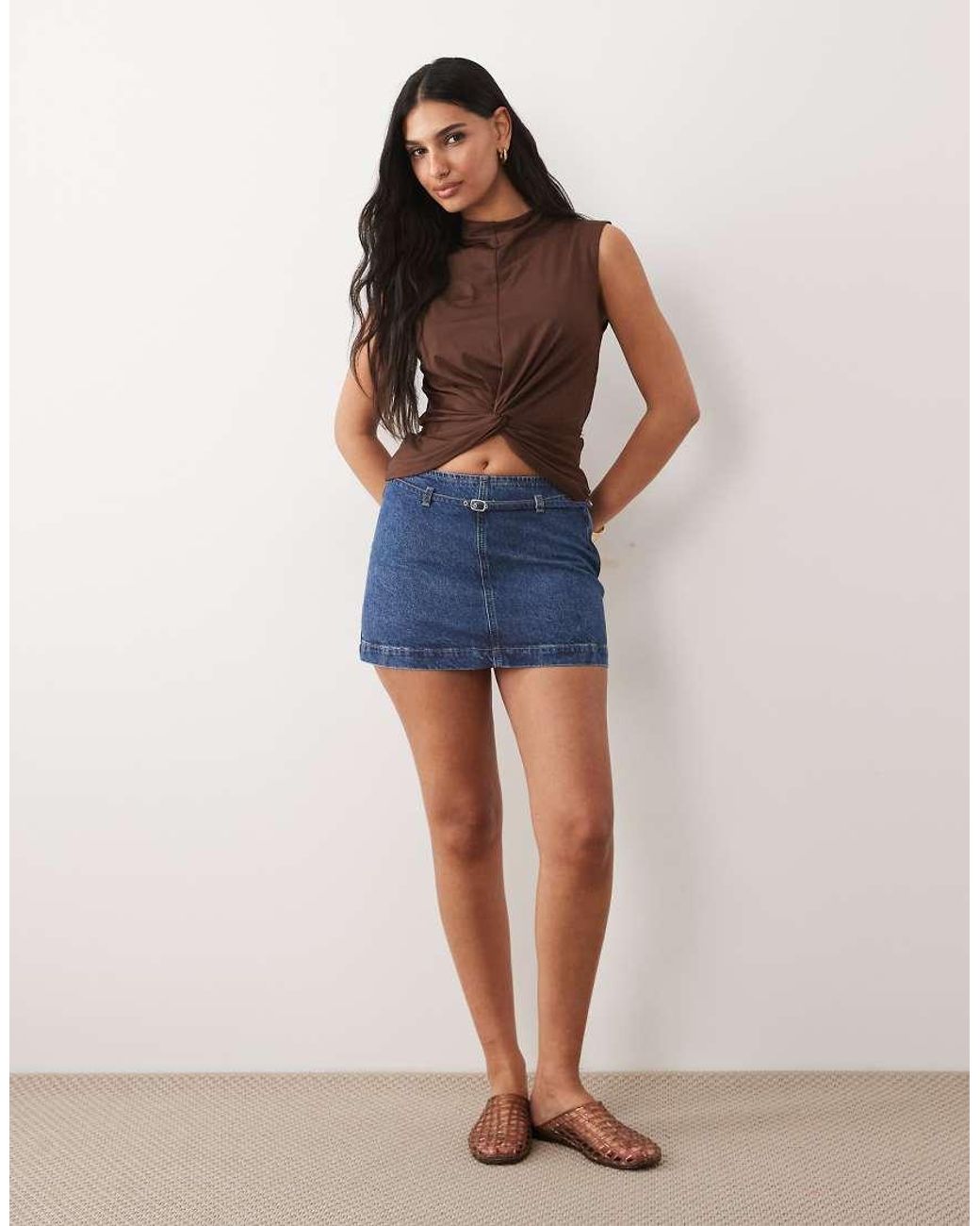 ASOS Blue Micro Mini Denim Skirt With Belt