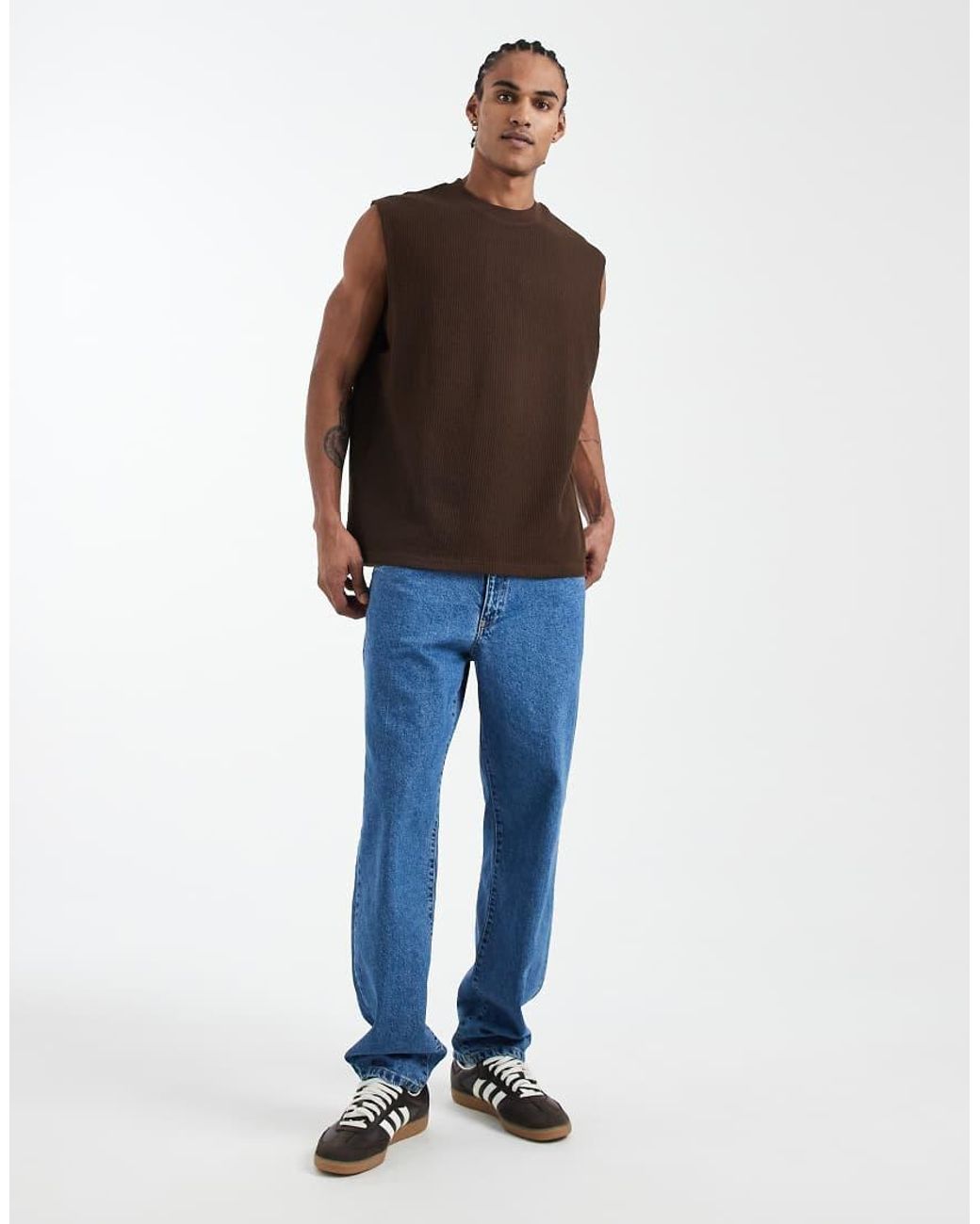 ASOS Brown Heavyweight Oversized Tank for men