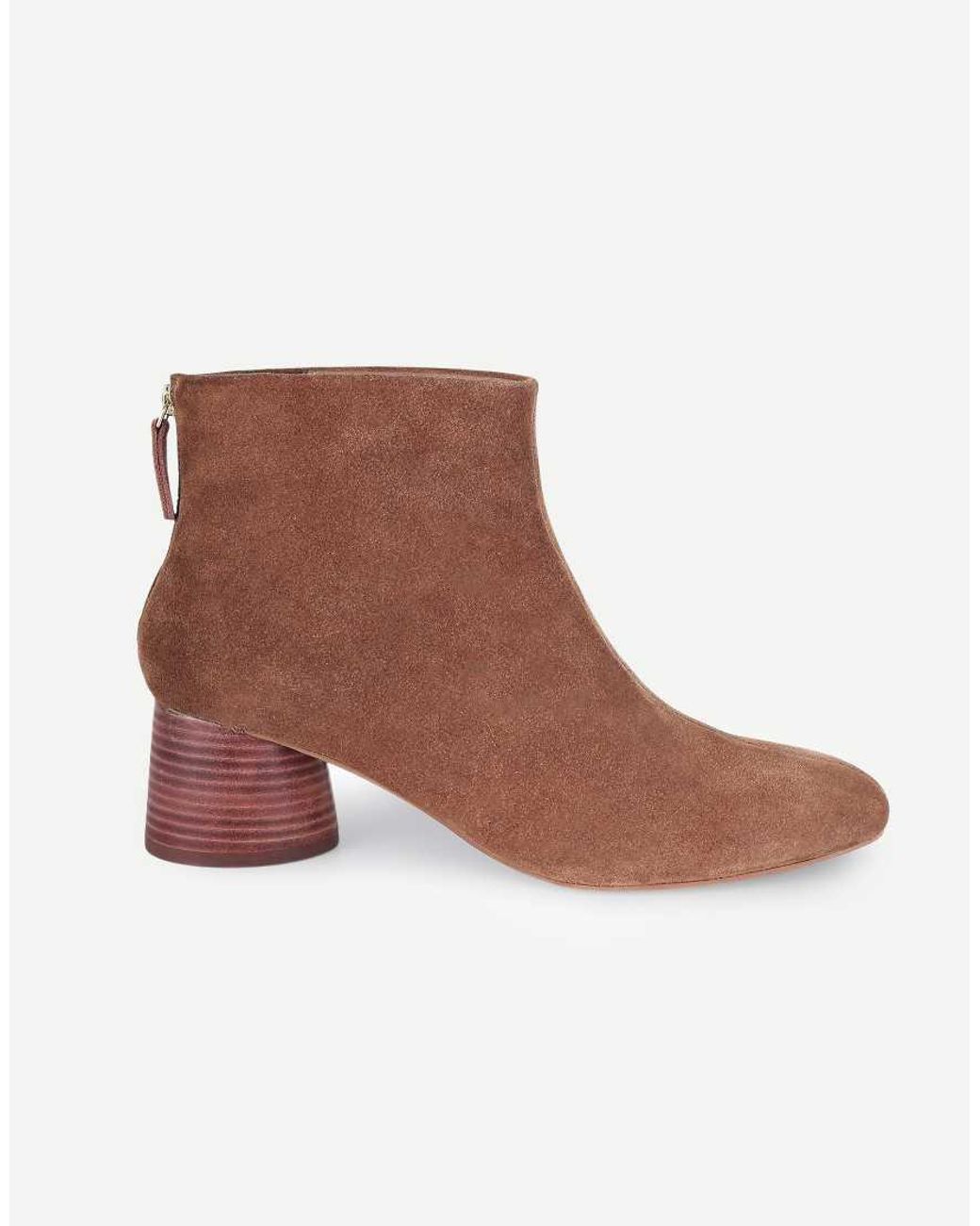 OFF THE HOOK Brown Elara Suede Block-Heeled Ankle Boots