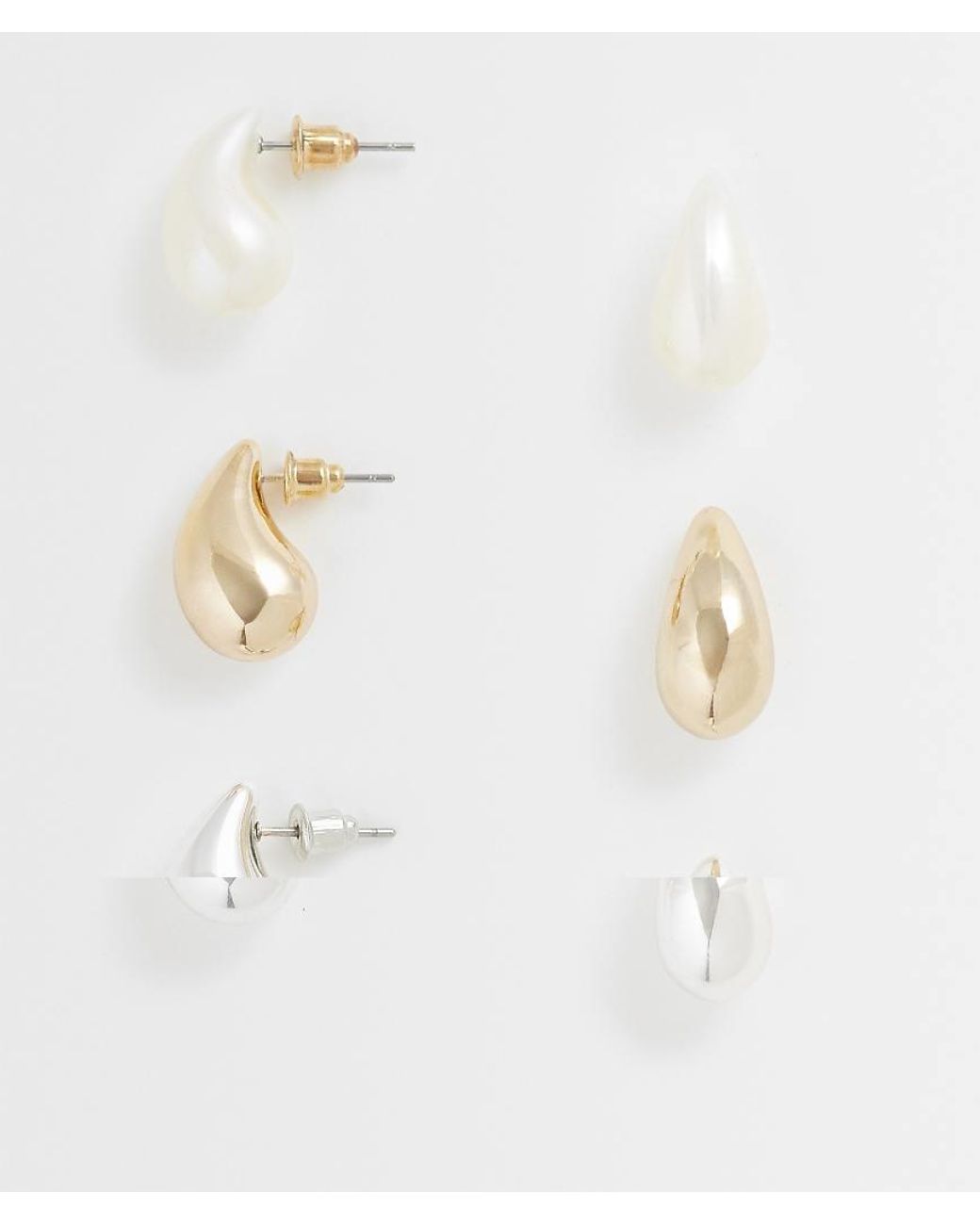 Accessorize White 3 Pack Mini Teardrop Earrings