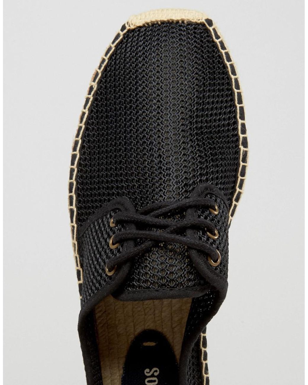 Soludos Mesh Lace Up Espadrilles in Black for Men | Lyst