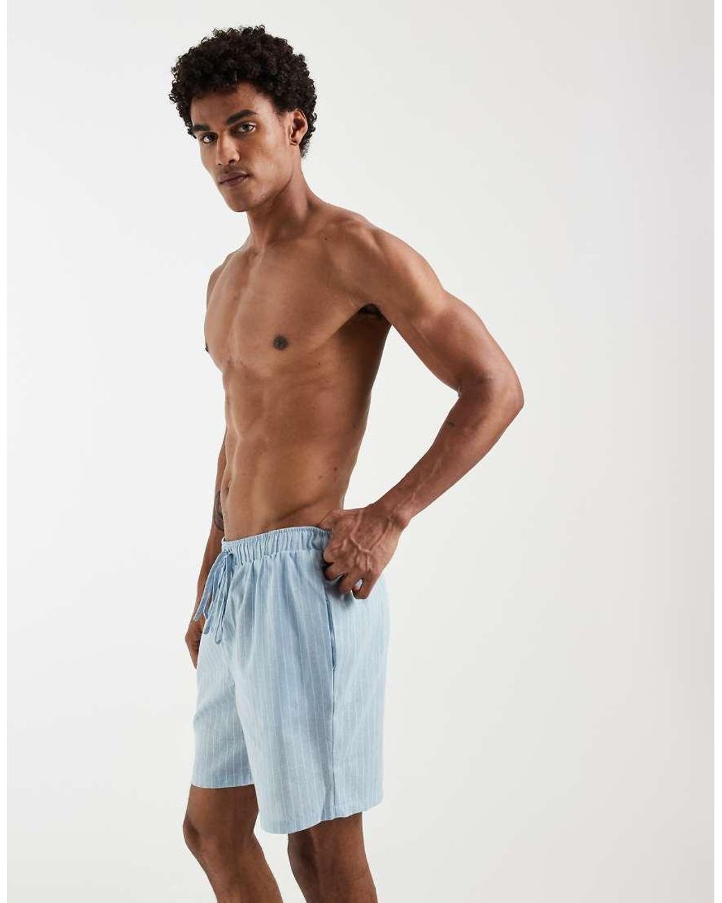 South Beach White Linen-look Shorts for men