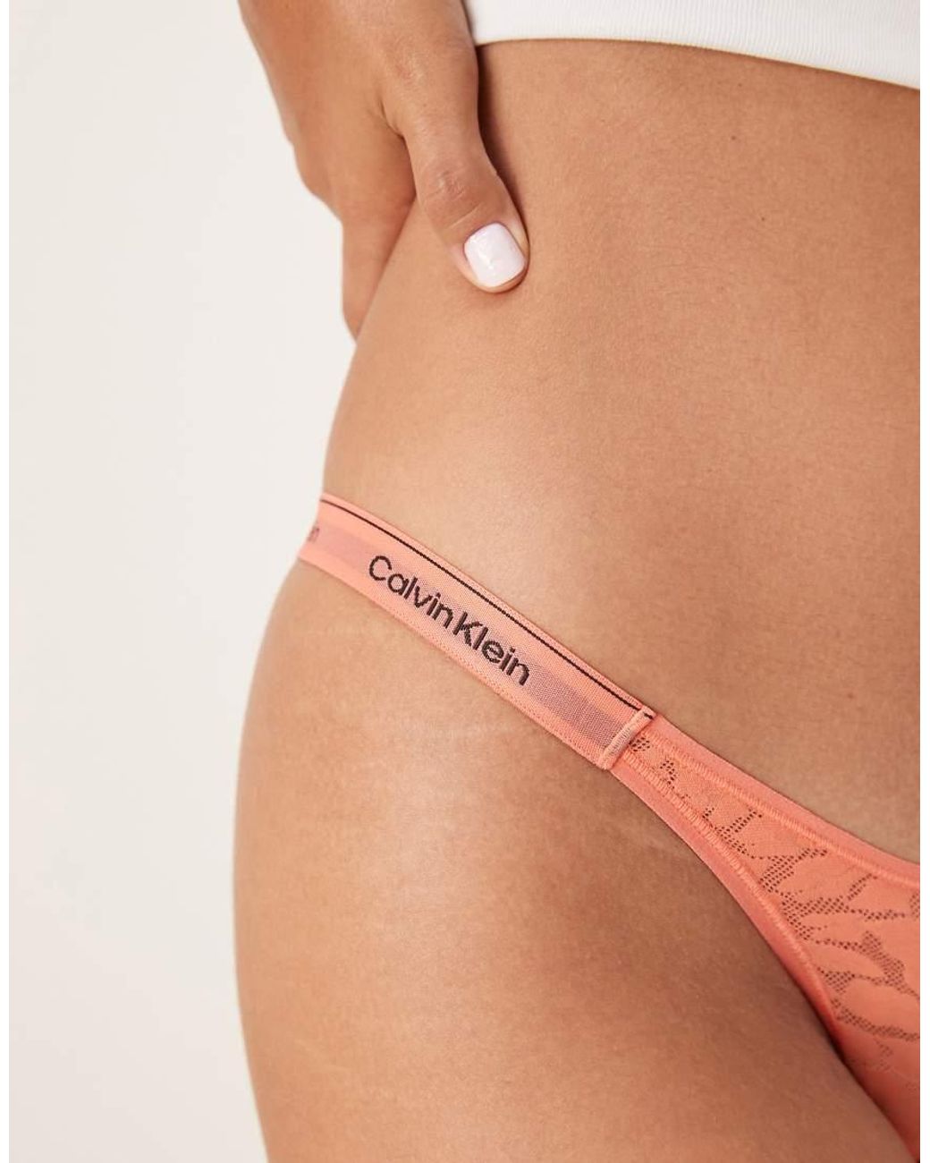 Calvin Klein Brown Icon Lace Dipped Thong