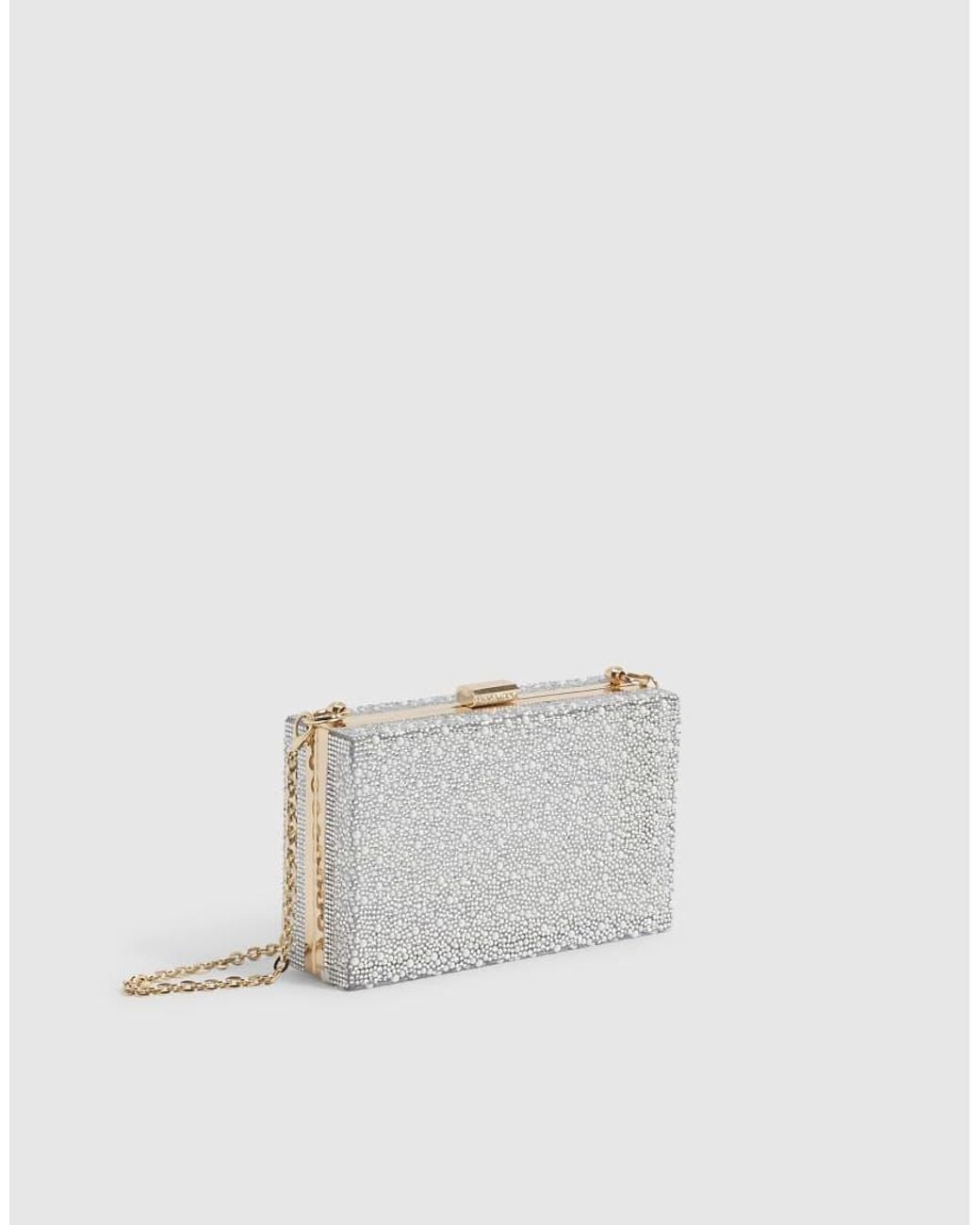 River Island Metallic Pearl And Diamante Hard Clutch Bag