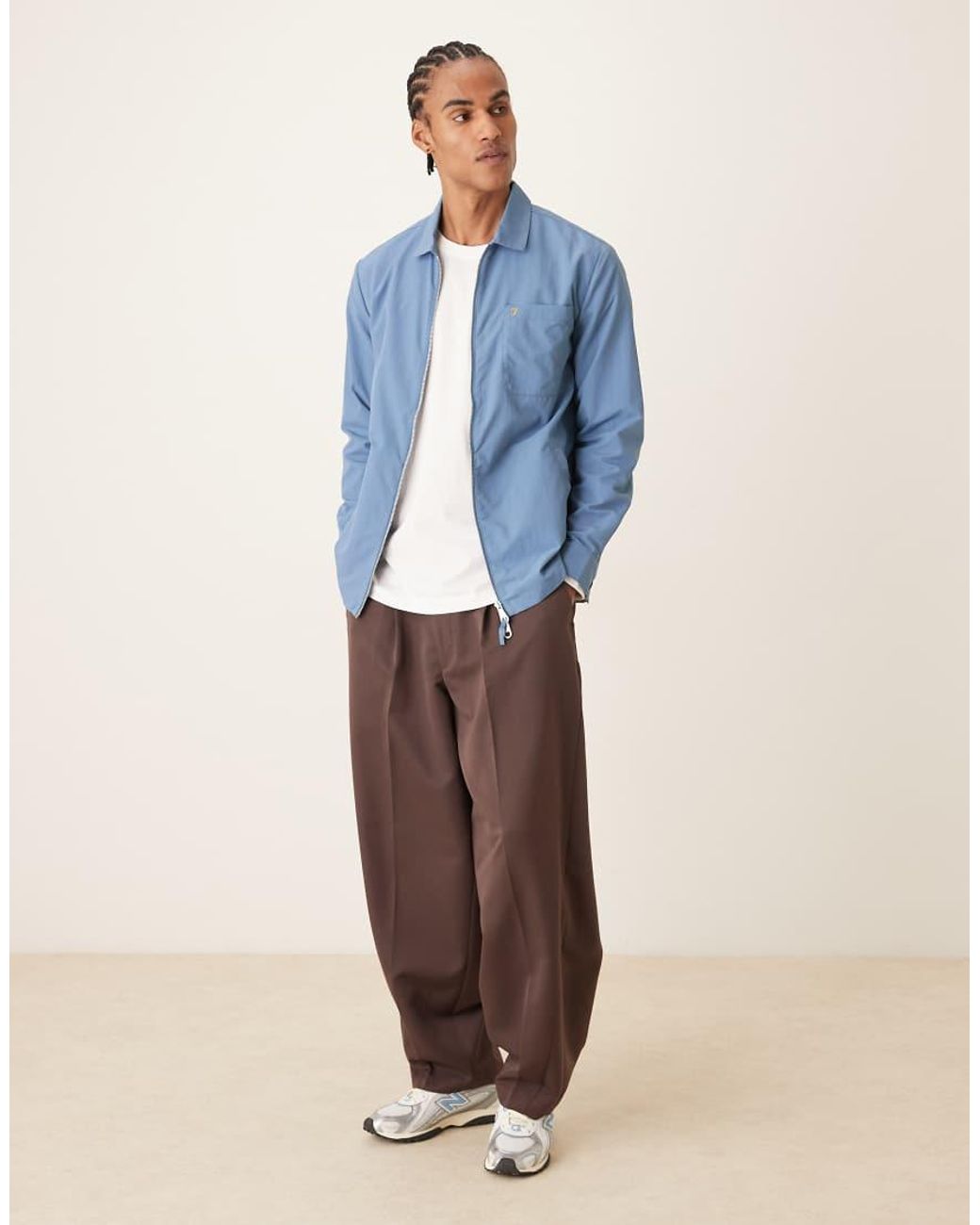 Farah Blue Fintoni Double Zip Pocket Logo Jacket for men