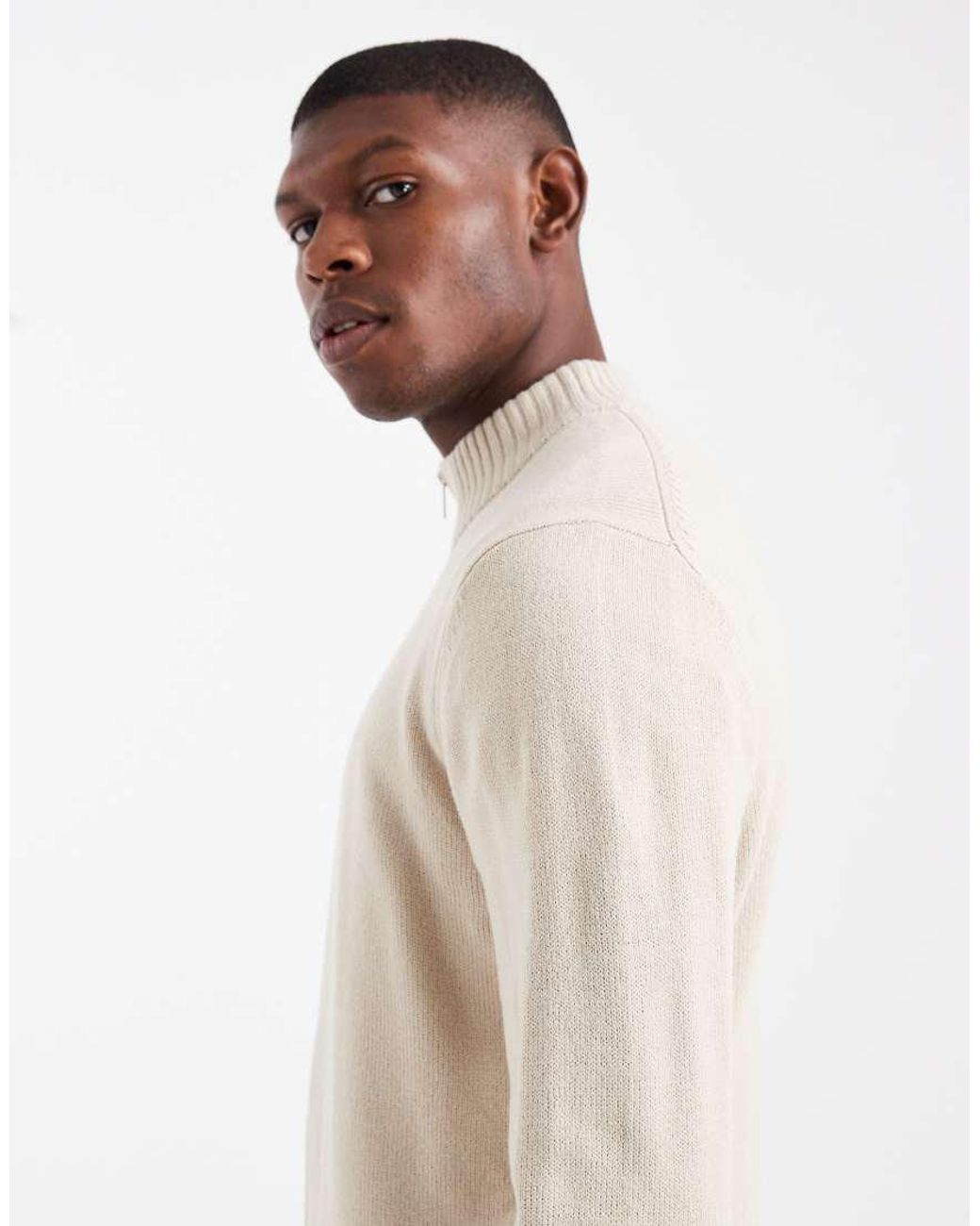 New Look Natural Zip Through Cardigan for men