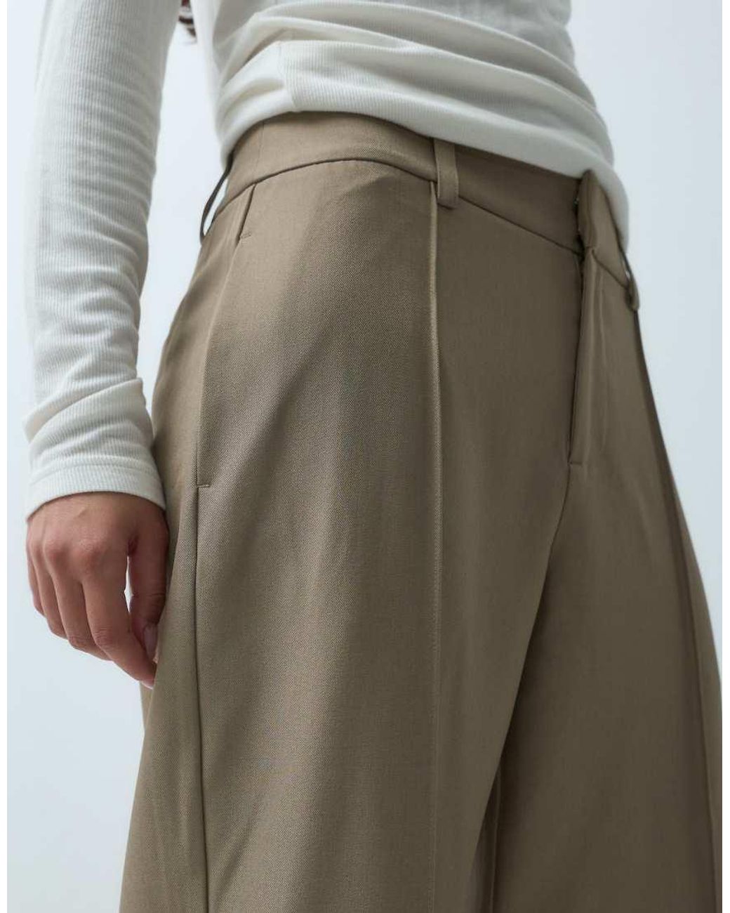 Gina Tricot Gray Pin Tuck Wide Leg Trousers