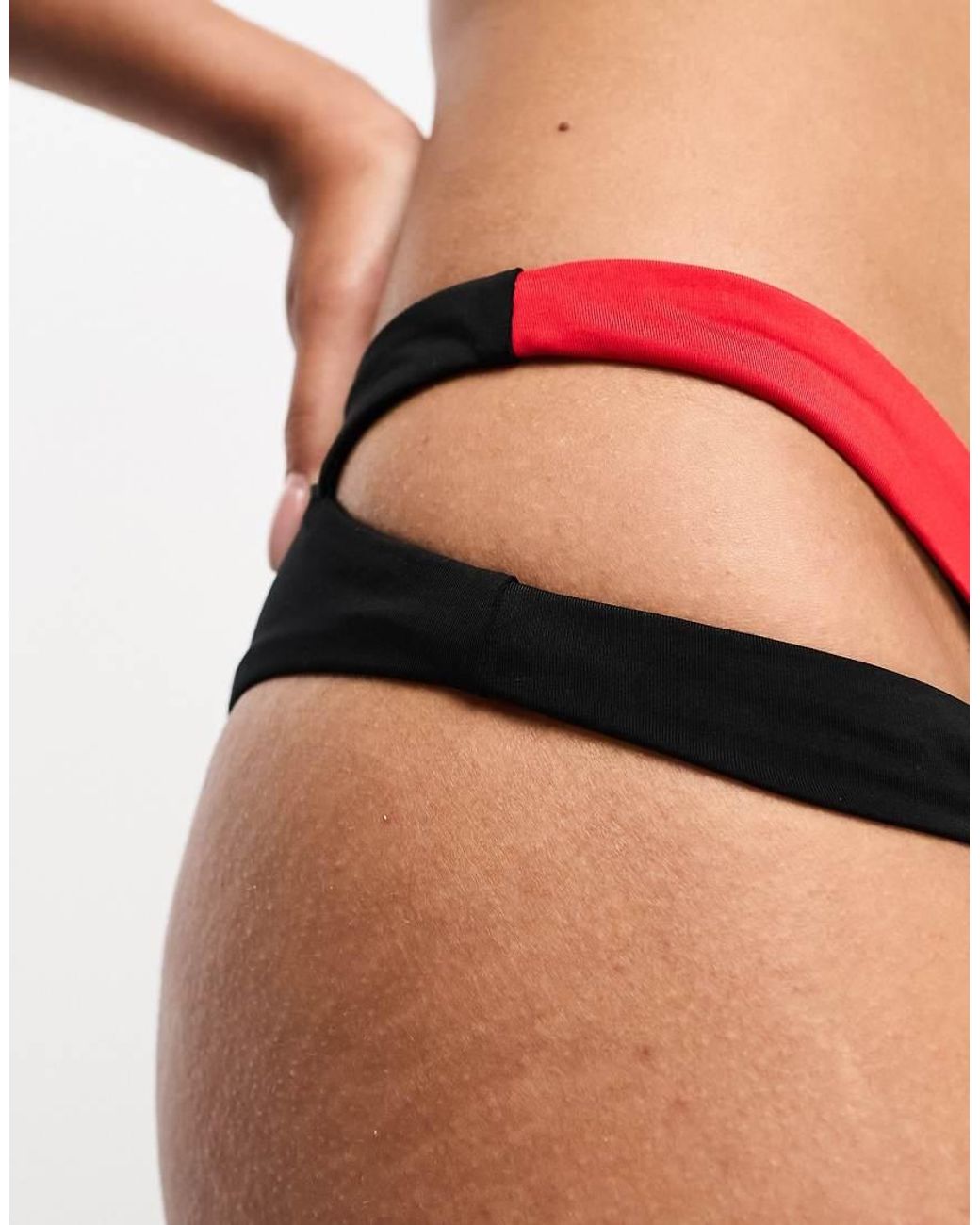 Nike Red Nike Icon Sneakerkini Asymmetrical Bikini Bottoms