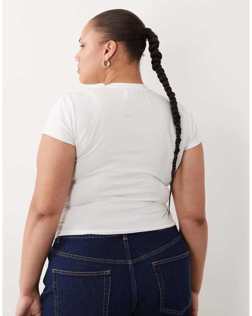 ASOS White Asos Design Curve Short Sleeve Crop Top With Italia Print