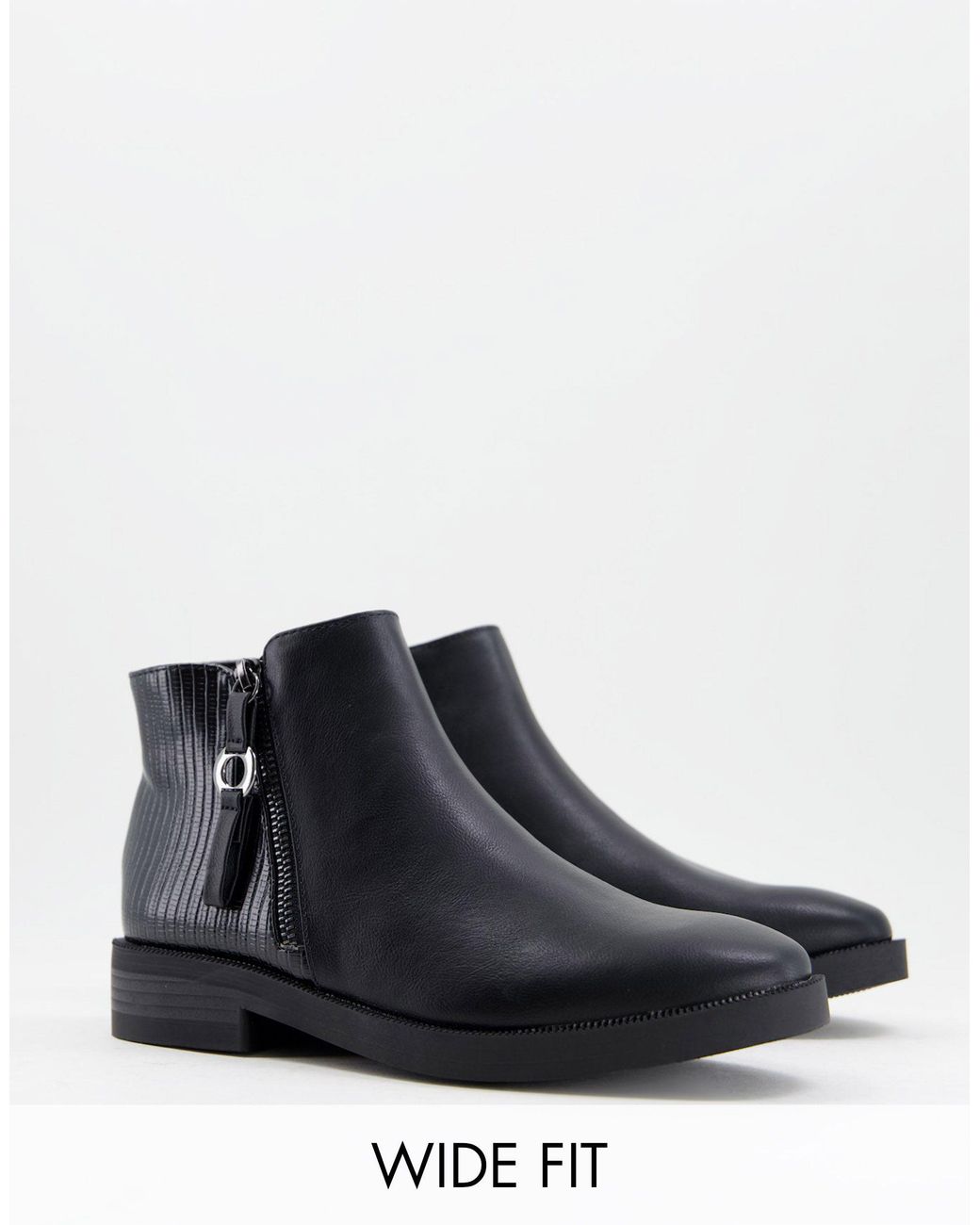 Simply Be Wide Fit Flat Chelsea Boot With Zip Detail in Black Lyst