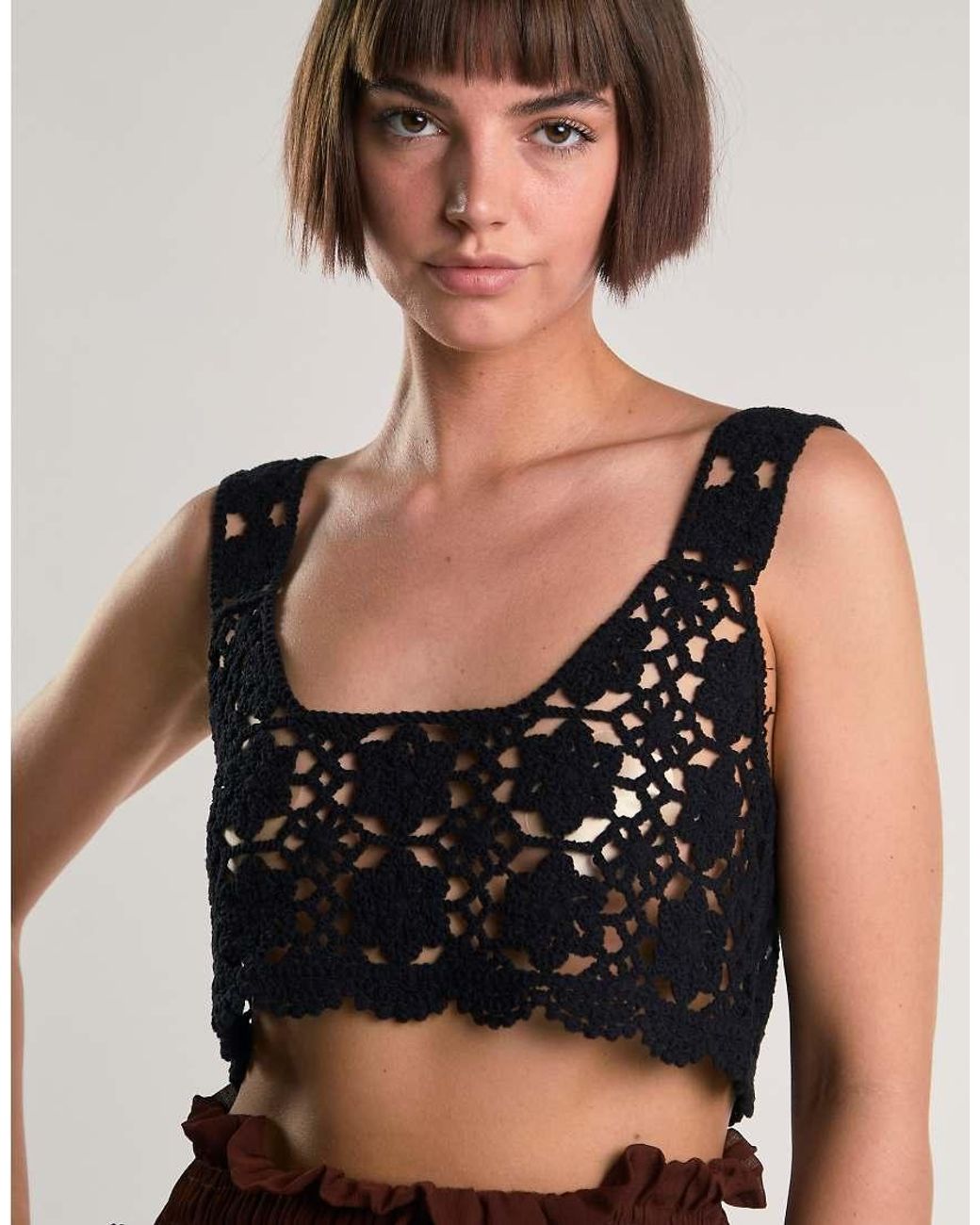 Glamorous Black Crochet Vest Top