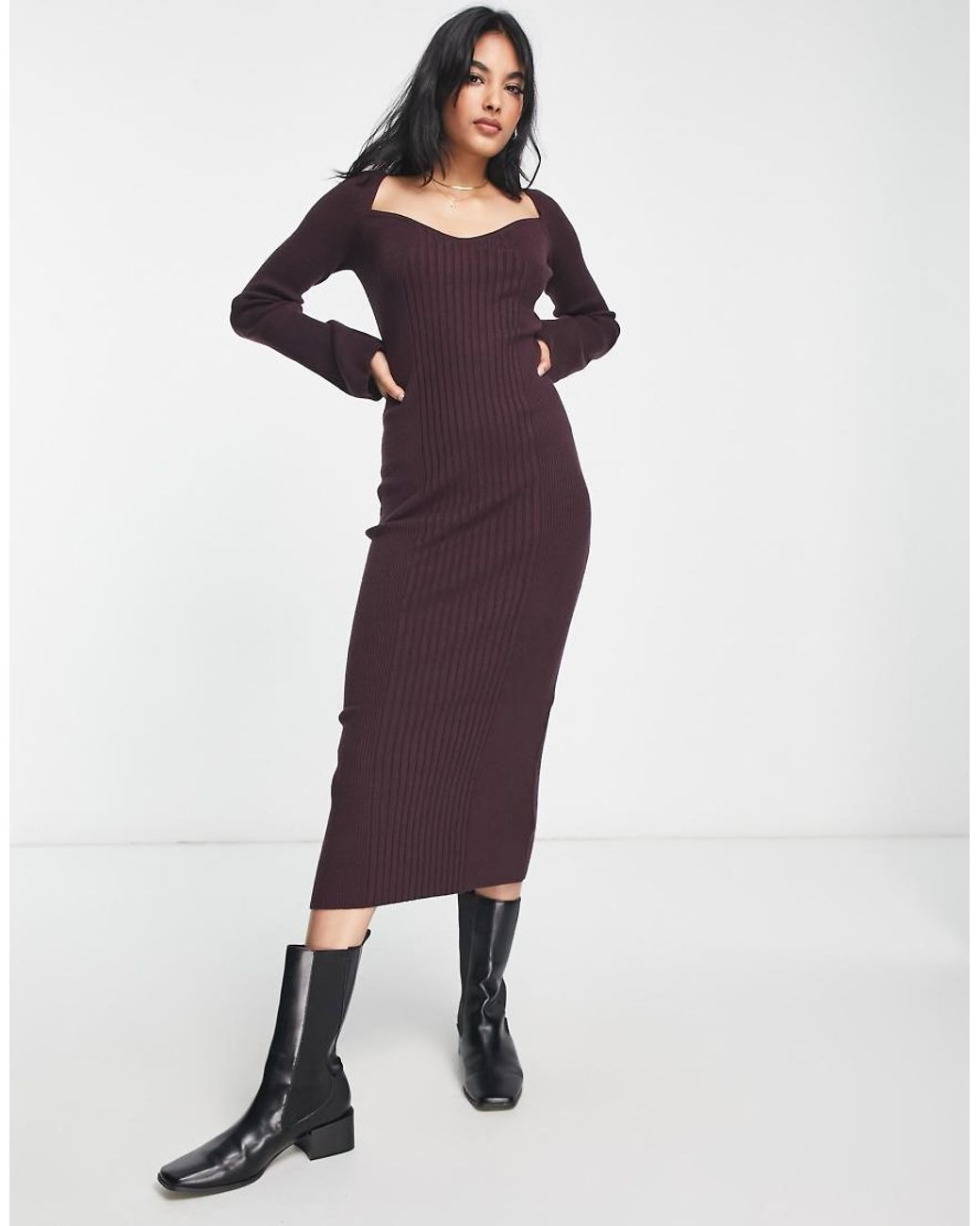 River Island Purple Sweetheart Neck Bodycon Dress
