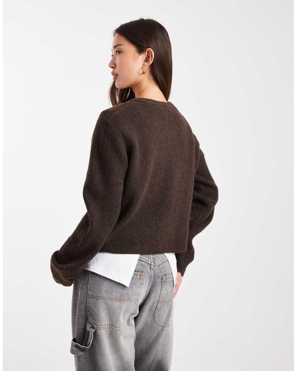 Pieces Brown Soft Knit Long Sleeve Cardigan