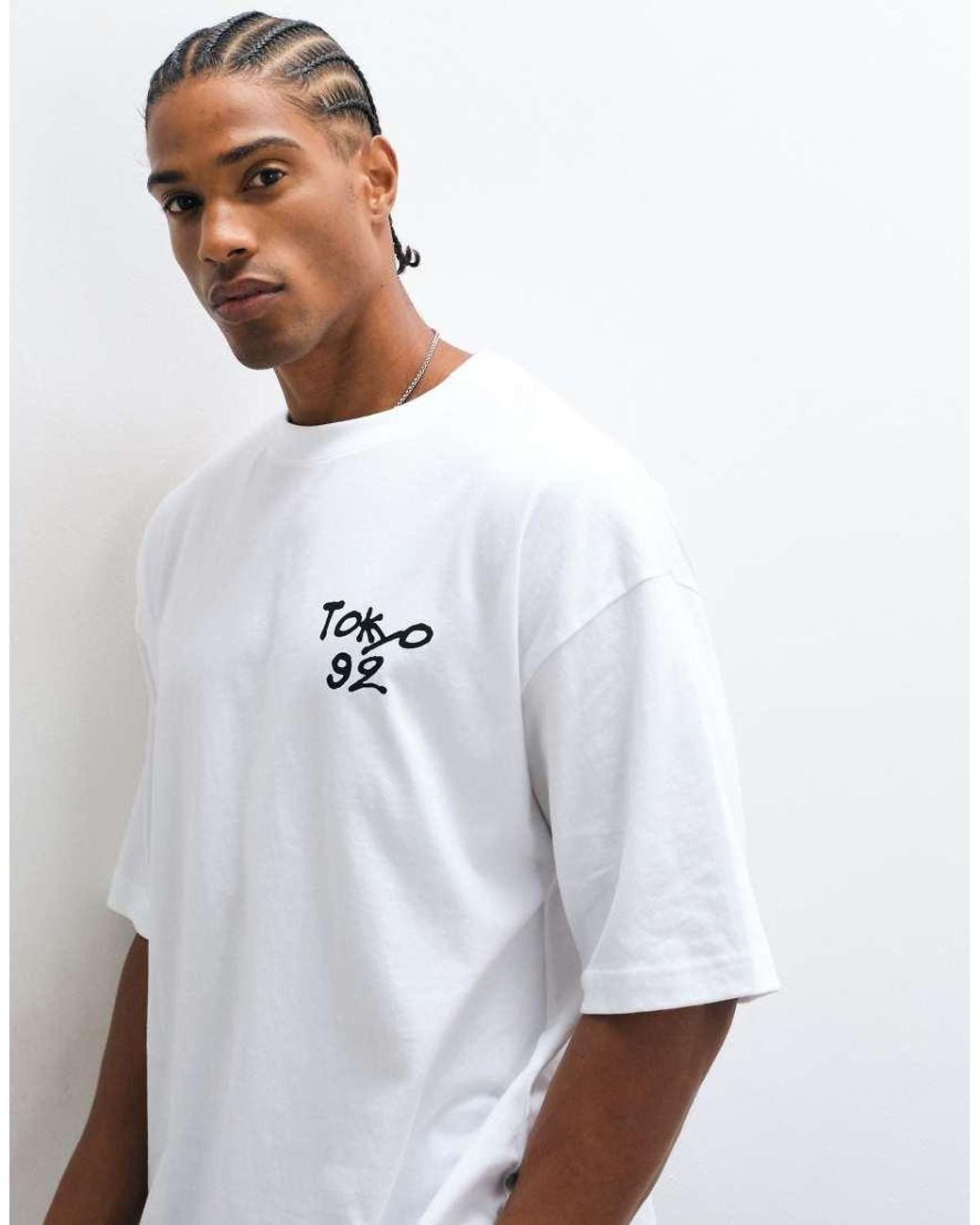ASOS White Boxy Oversized T-shirt With Tokyo Chest Graphic for men