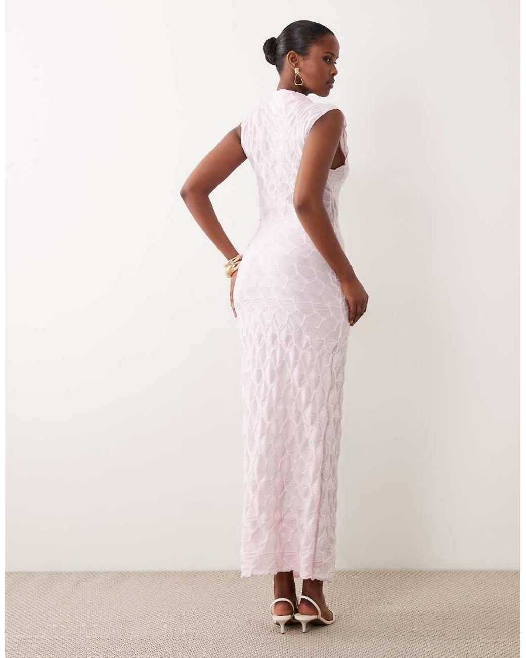 Vila Pink Textured Jersey Maxi Dress
