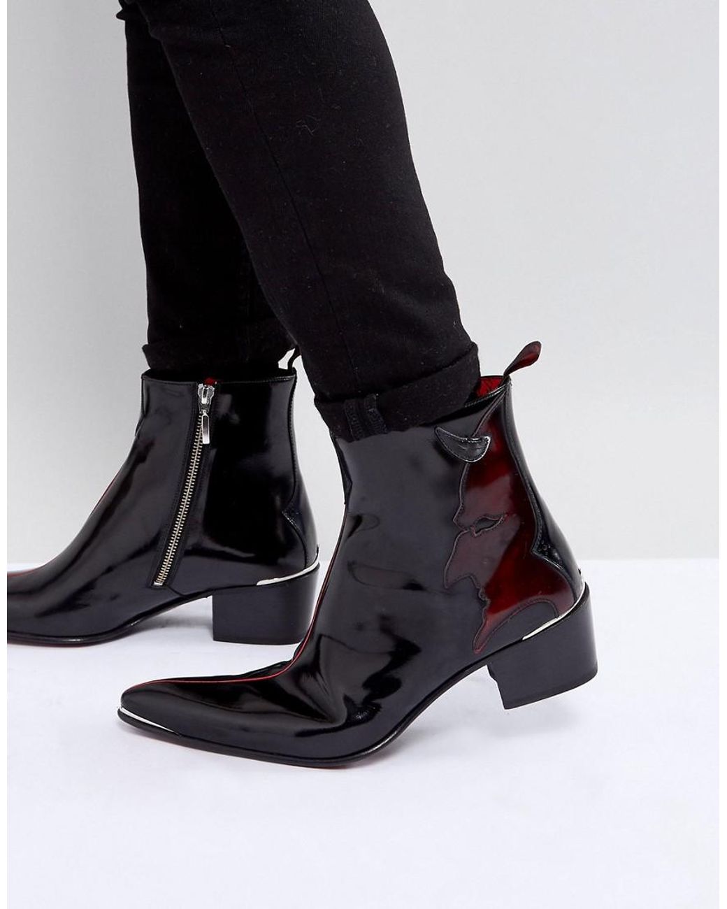 Jeffery West Sylvian Devil Detail Zip Boots In Black | Lyst UK