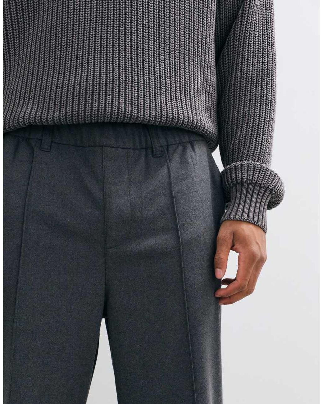 PEGADOR Blue Montefalco Wide Leg Pleated Smart Trousers for men