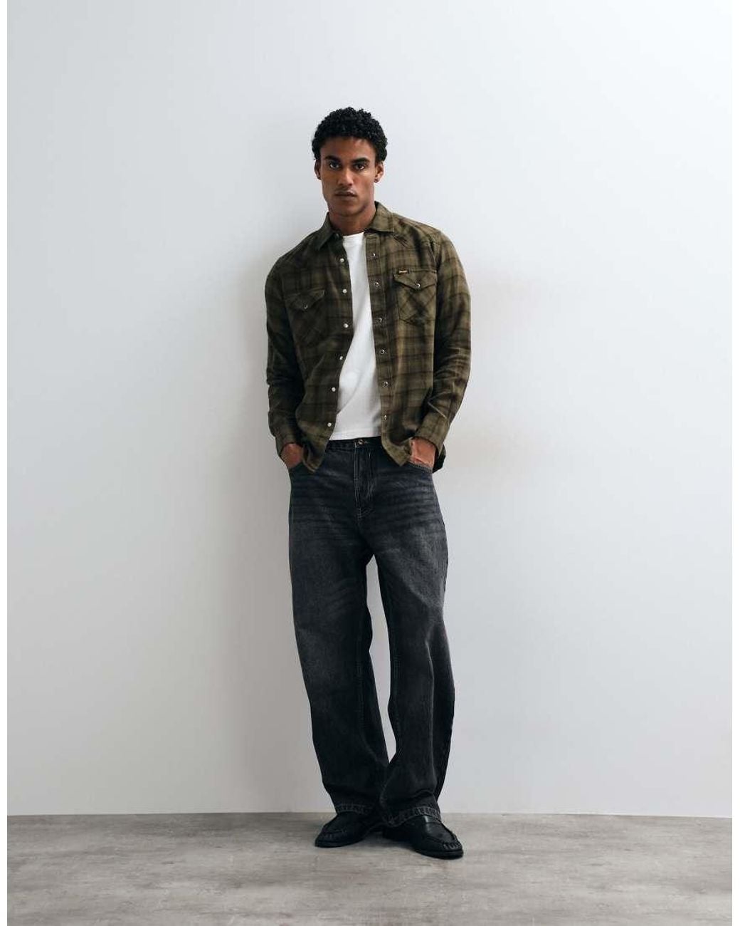 Wrangler Green Western Shirt for men