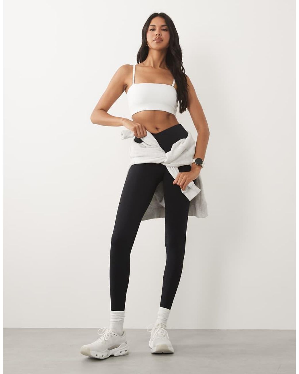 4505 White Active Light Support Bandeau Sports Bra With Removable Straps