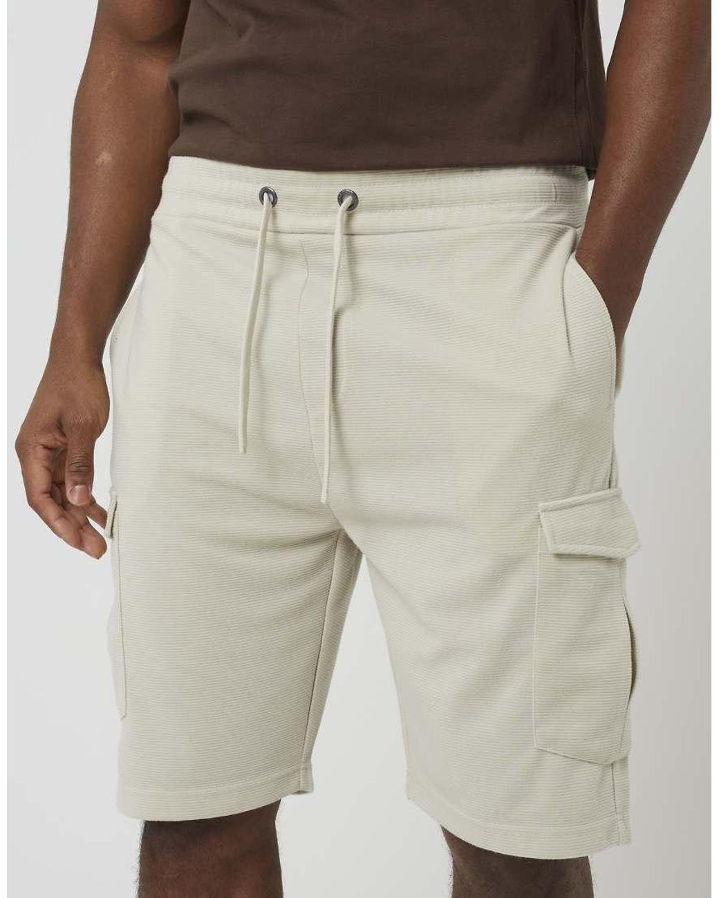 Brave Soul Natural Textured Cargo Shorts for men