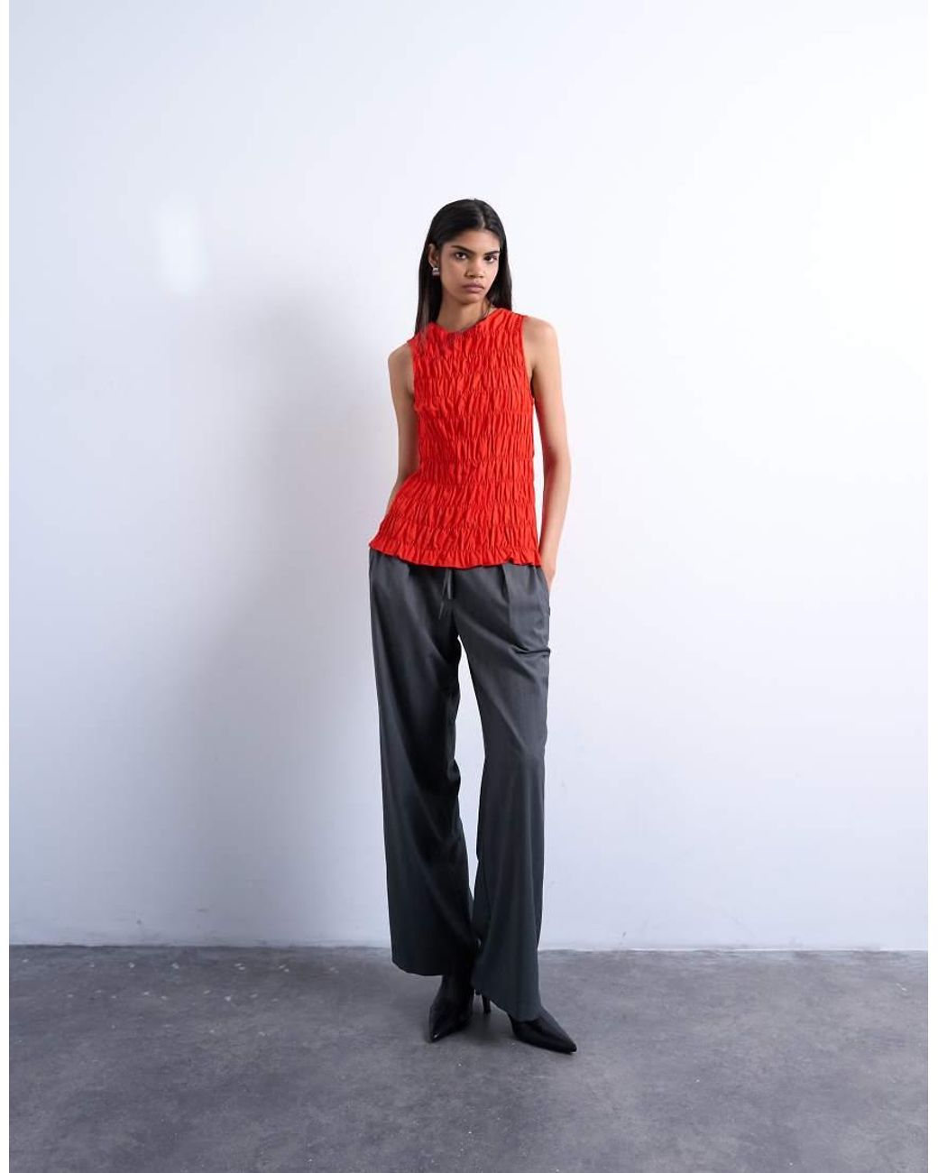 TOPSHOP Red Shir Tank Top