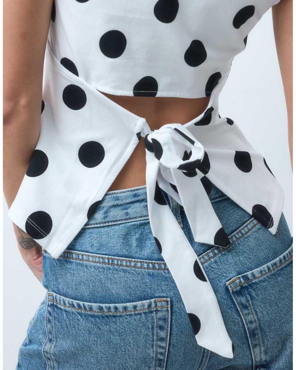 ASOS White Slash Neck Tie Back Tank Top