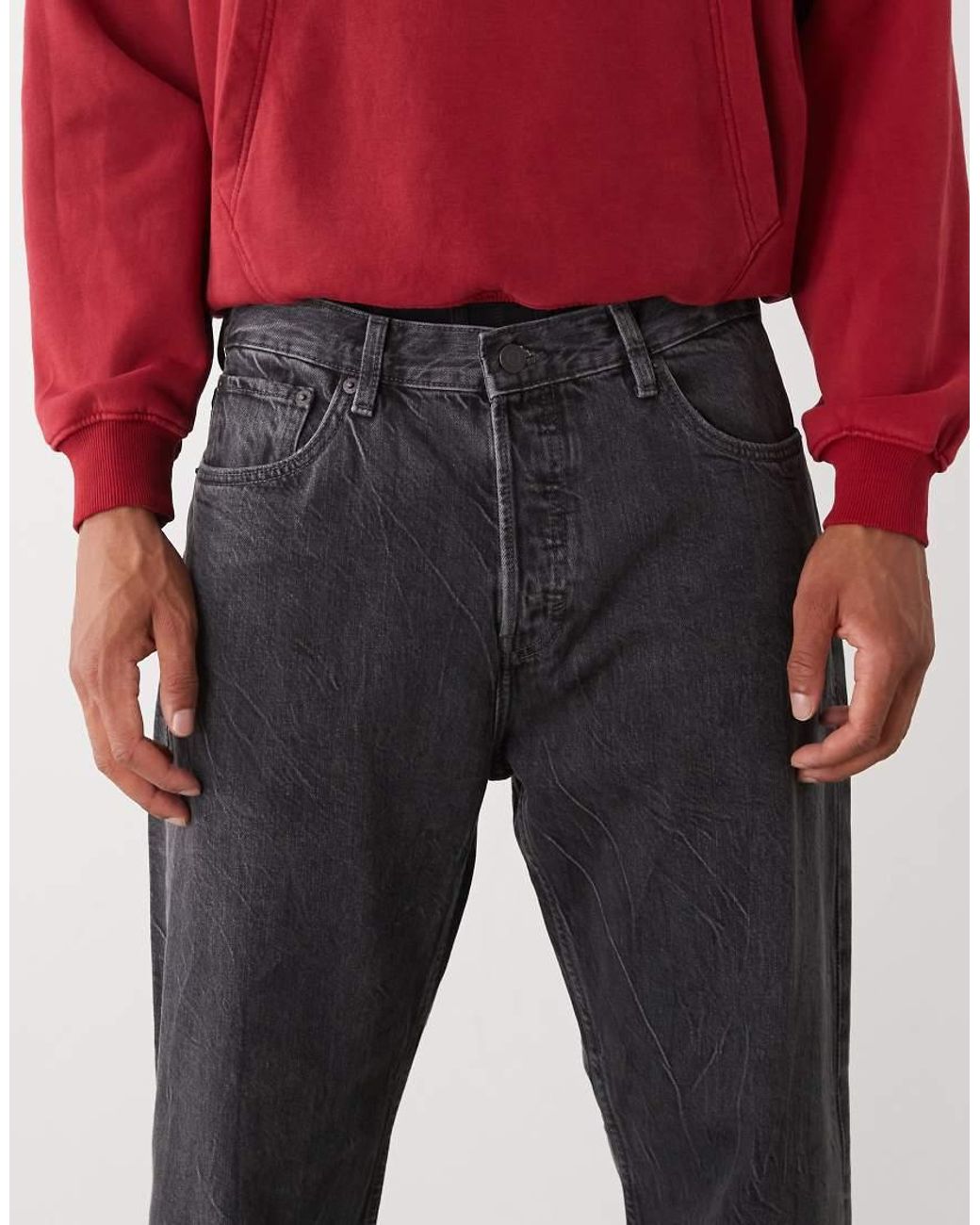 Weekday Red Space Relaxed Fit Straight Leg Jeans for men