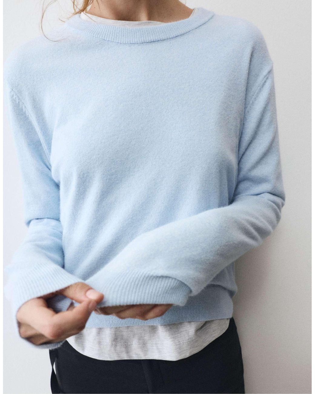 Pull&Bear Blue Basic-feinstrickpullover