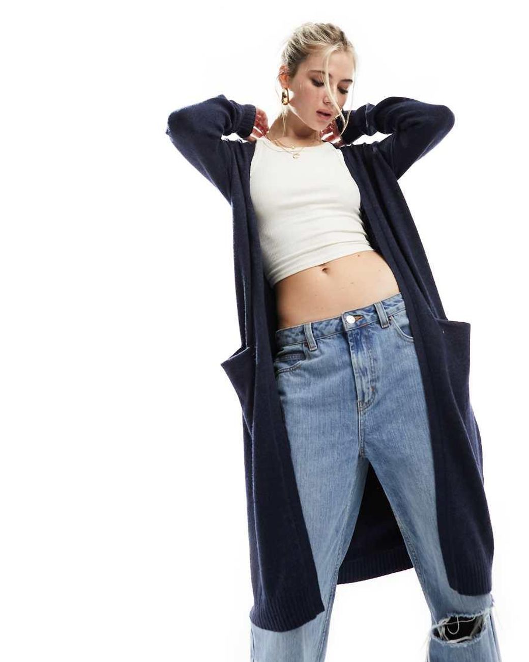 Vila Blue Longline Cardigan