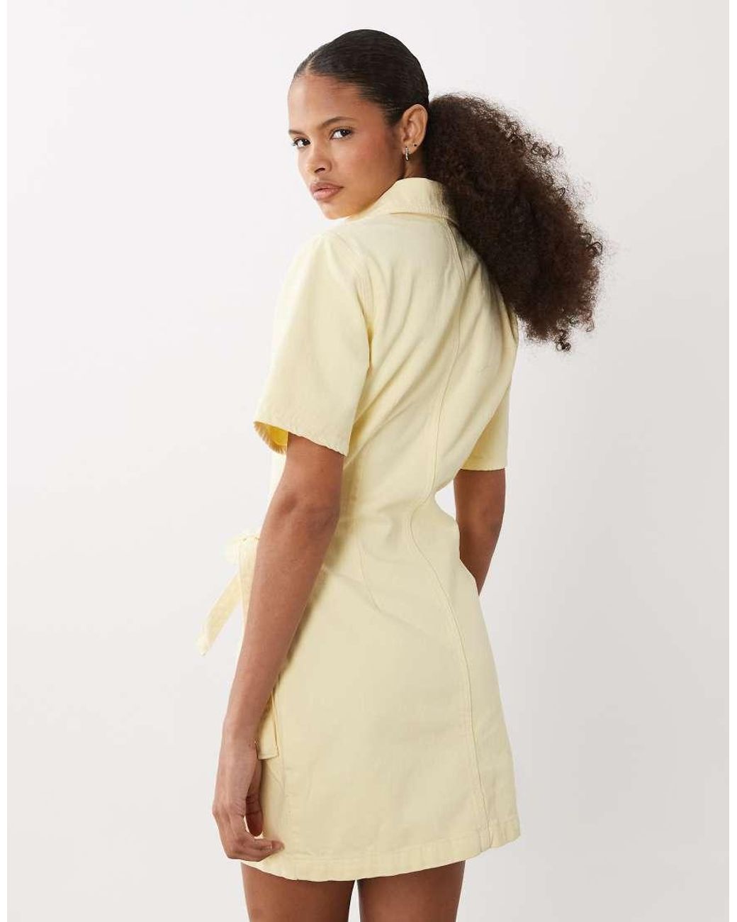 ASOS Natural Denim Shirt Dress With Wrap Detail