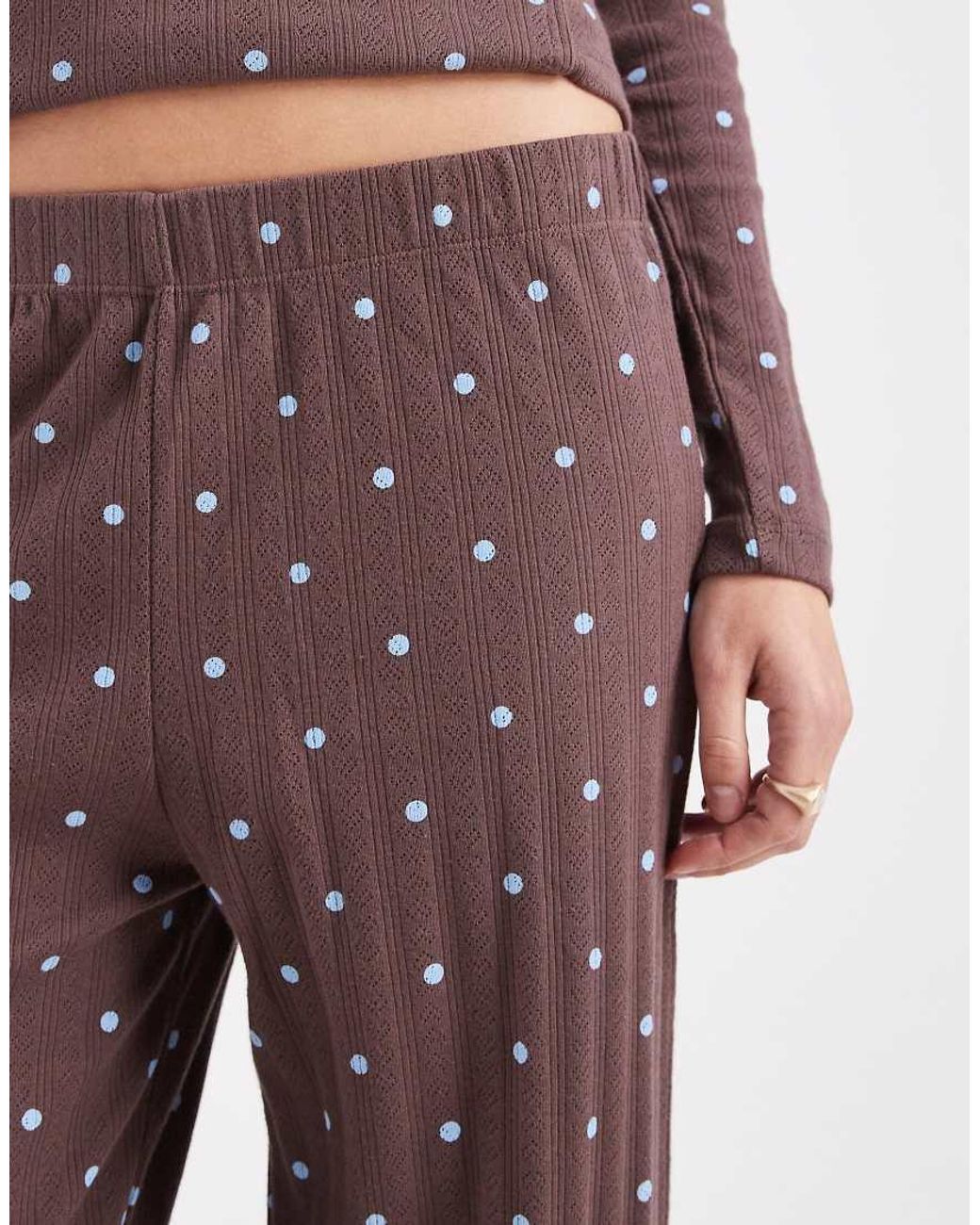 Miss Selfridge Brown Wide Leg Pointelle Lounge Trouser Co-ord