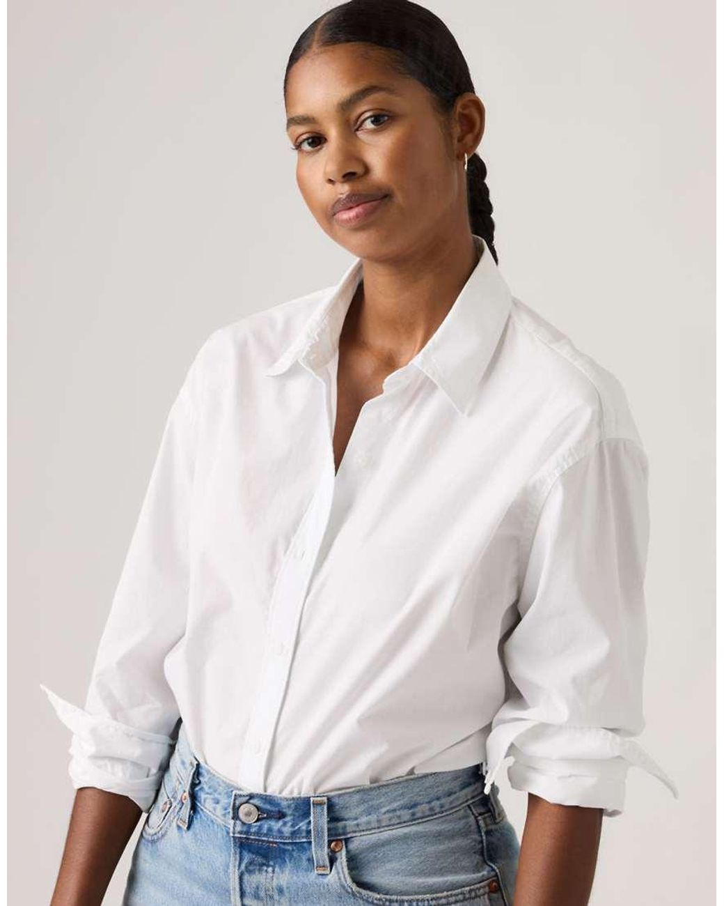 Levi's White Harlie Cropped Blouse