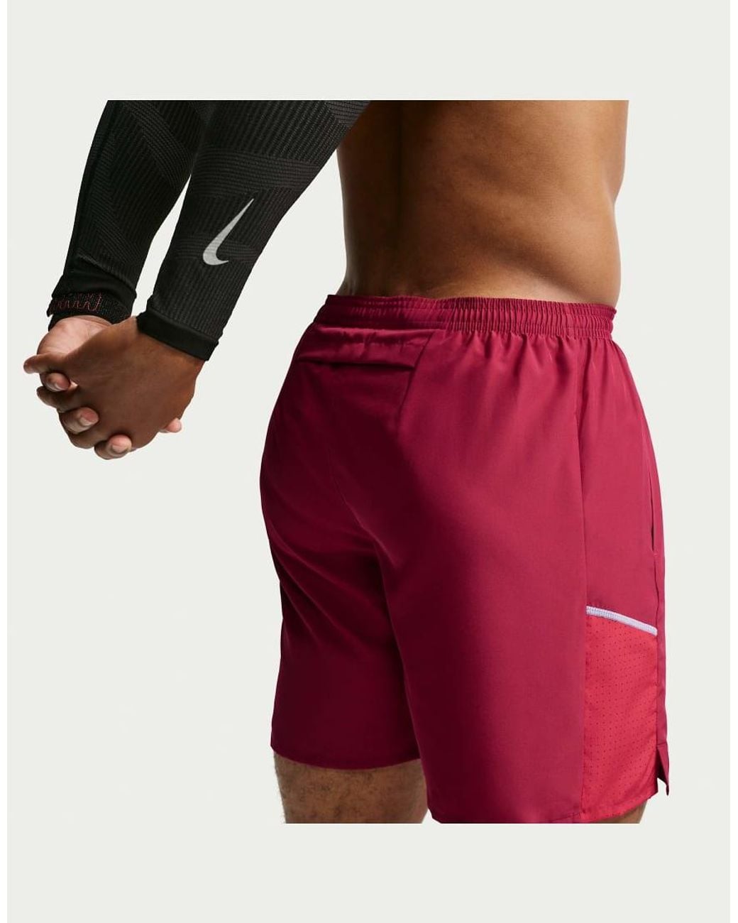 Nike Red Men's Miler Dri-fit 2-in-1 7-inch Shorts for men