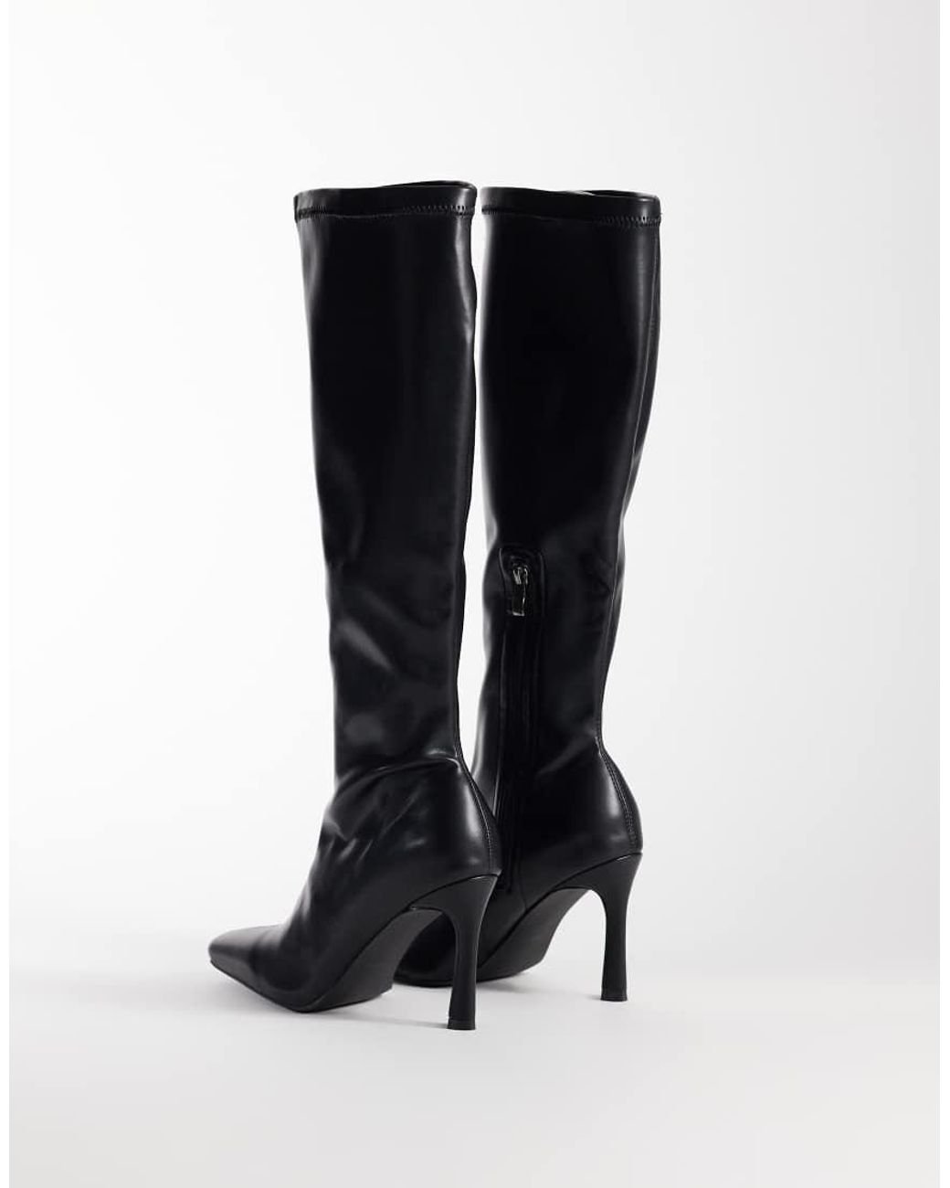 SIMMI Black Simmi London Casey Heeled Sock Knee Boots