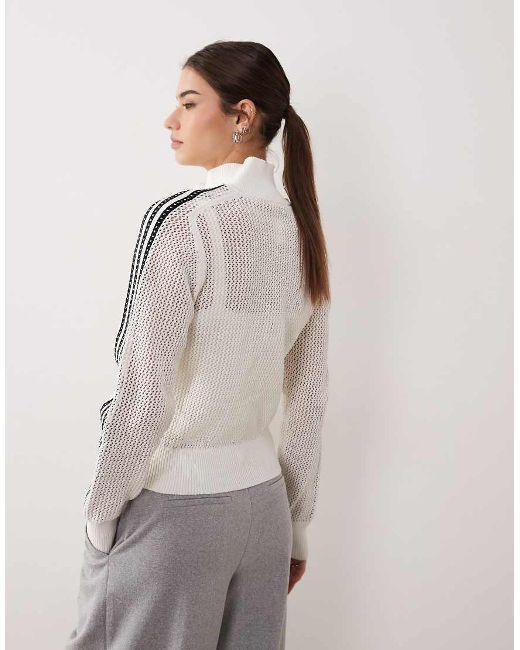 Adidas Originals Gray Knitted Crochet Firebird Track Top