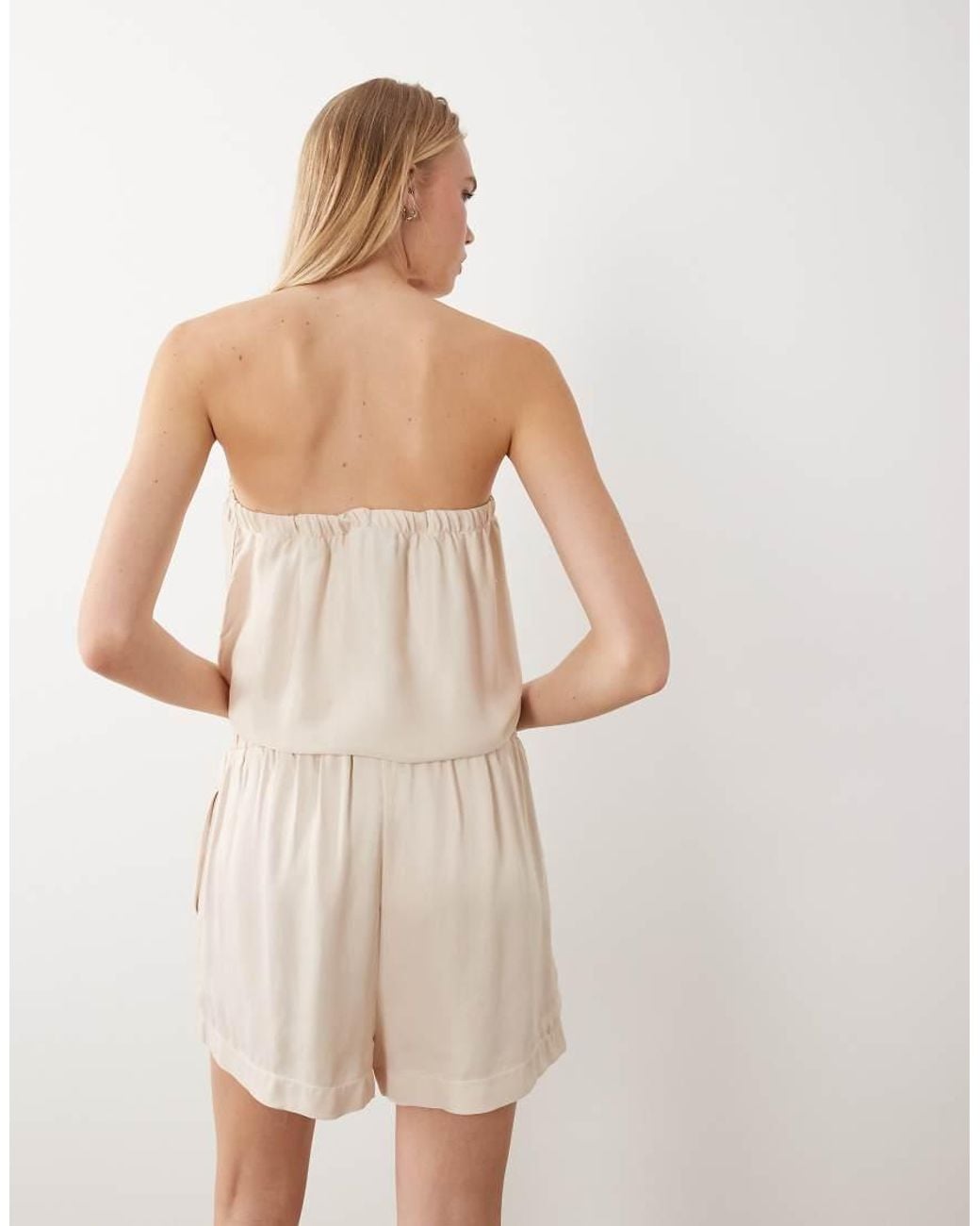 ASOS Natural Satin Pull-on Deep Turn Shorts