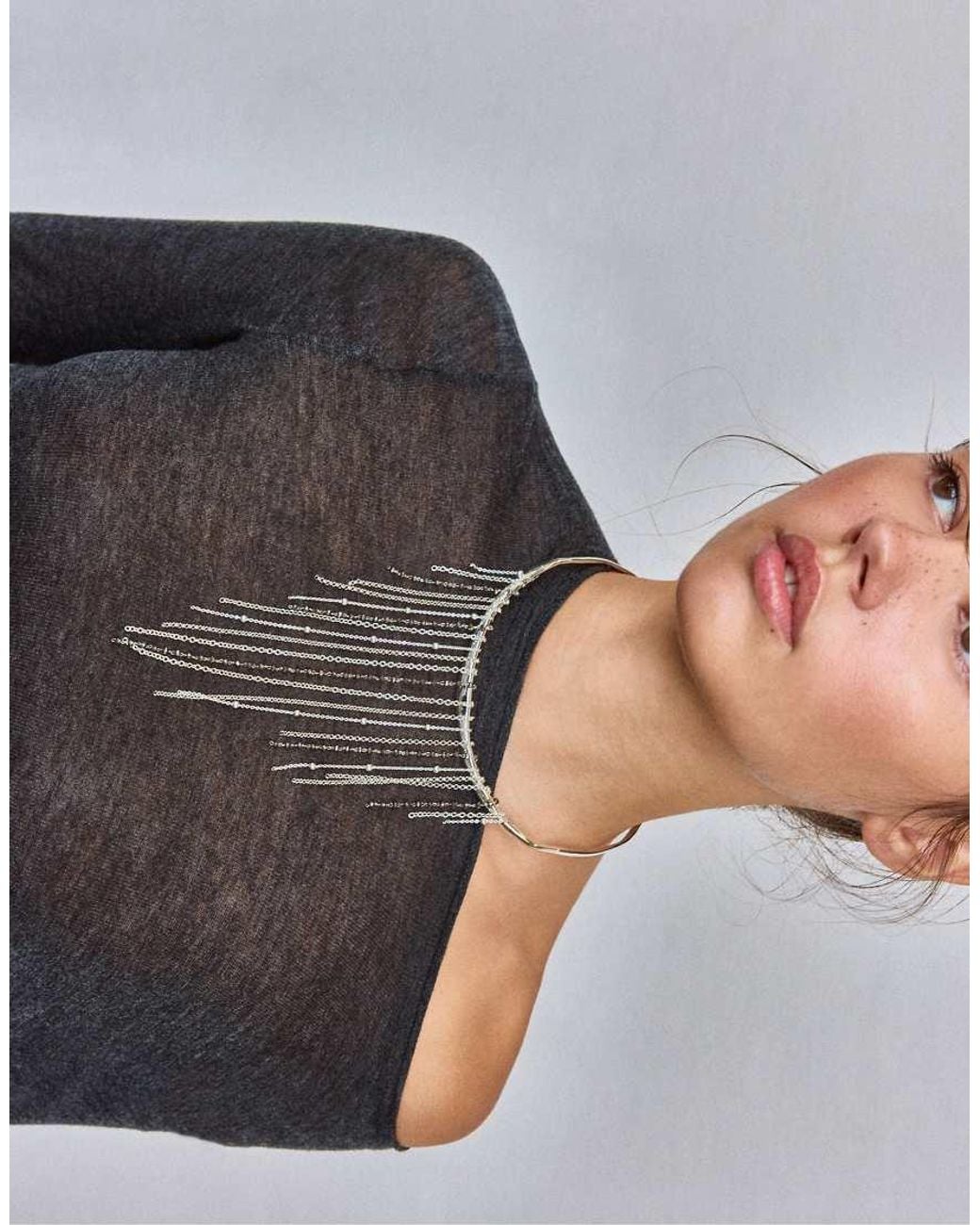 Stradivarius Blue Waterfall Choker Necklace