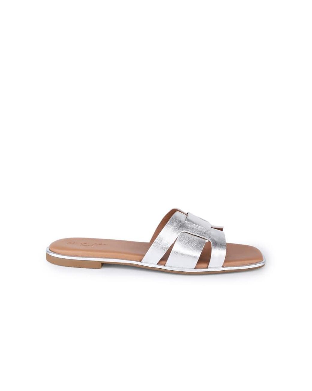 OFF THE HOOK White Heath Leather Slip On Flat Sandals