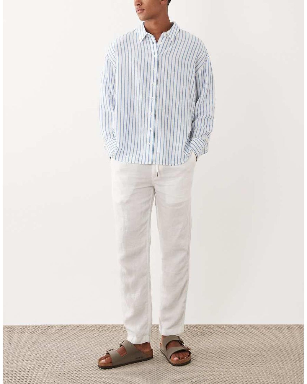 Polo Ralph Lauren White Linen Drawstring Trousers for men