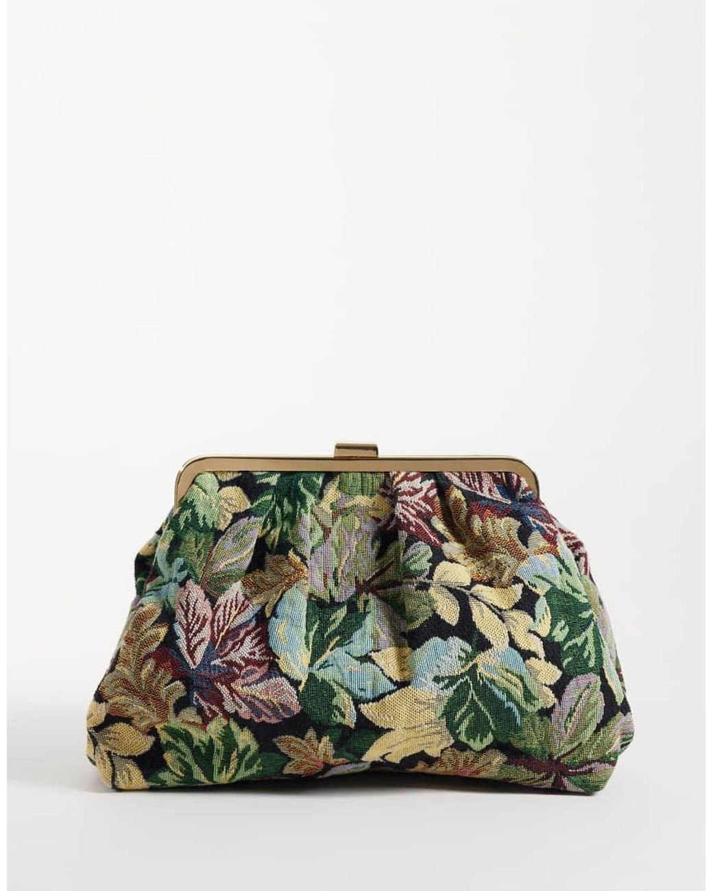 ASOS Green Floral Jacquard Frame Clutch Bag