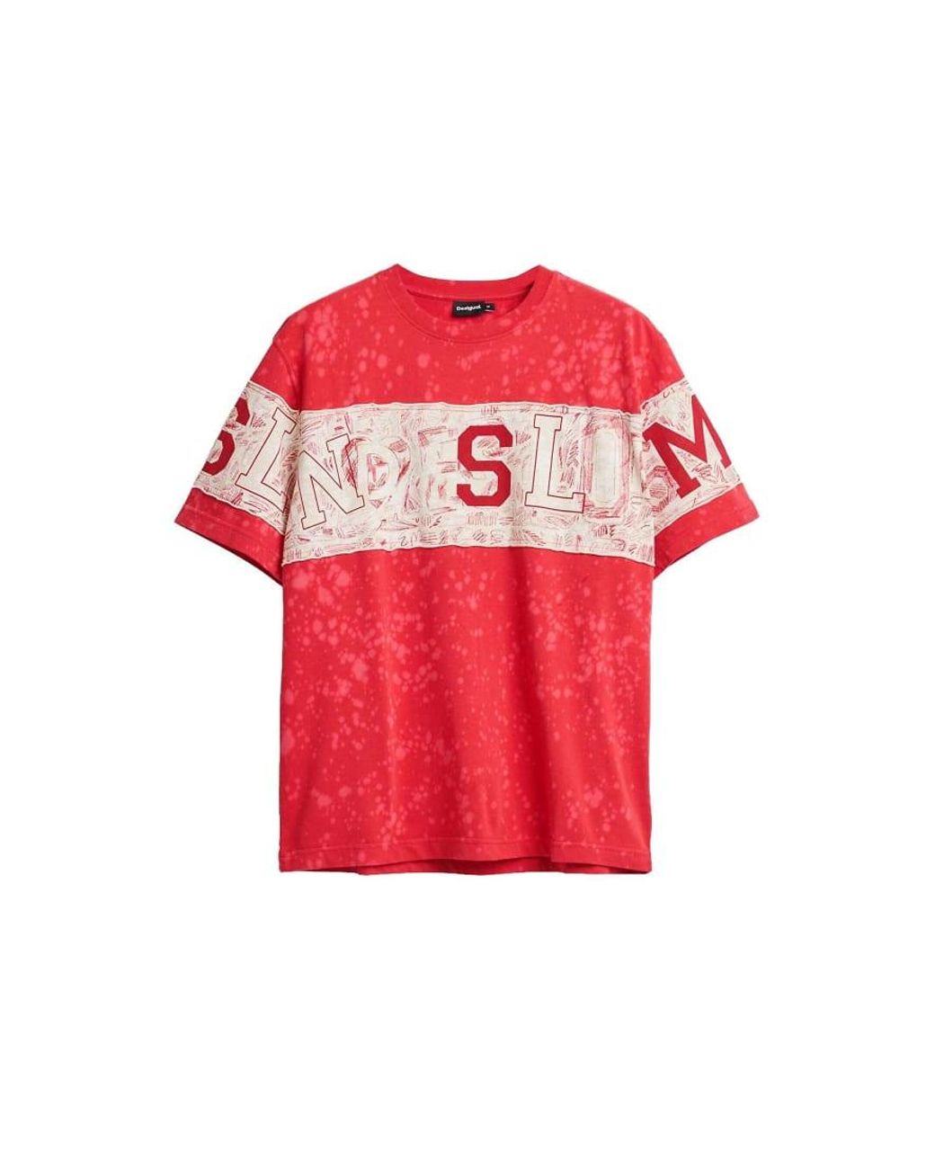 Desigual Red Printed Knit T-Shirt for men